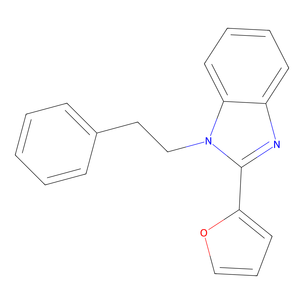 2-(furan-2-yl)-1-phenethyl-1H-benzo[d]imidazole molecular structure, CAS 433697-93-9