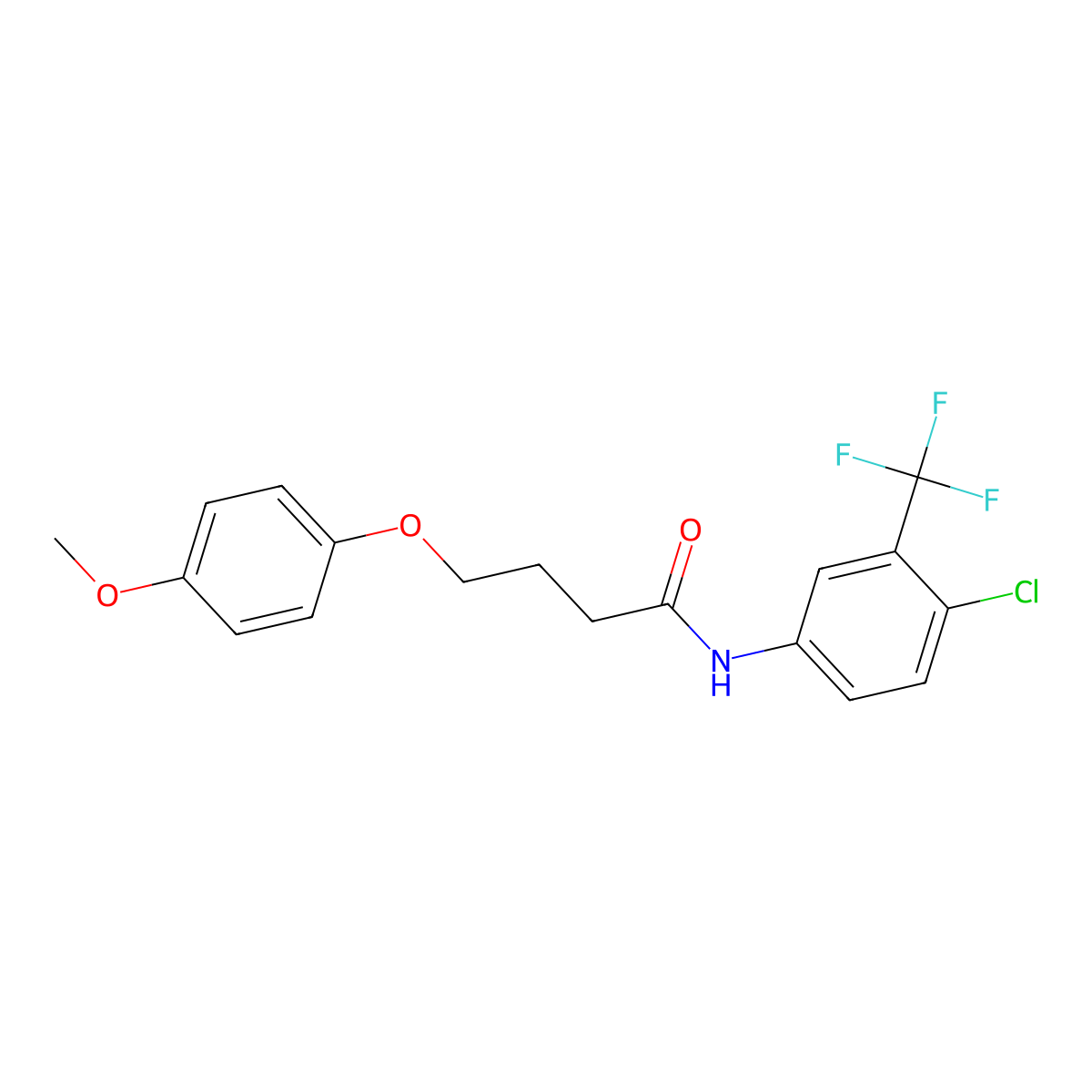 N-[4-chloro-3-(trifluoromethyl)phenyl]-4-(4-methoxyphenoxy)butanamide molecular structure, CAS 433697-99-5