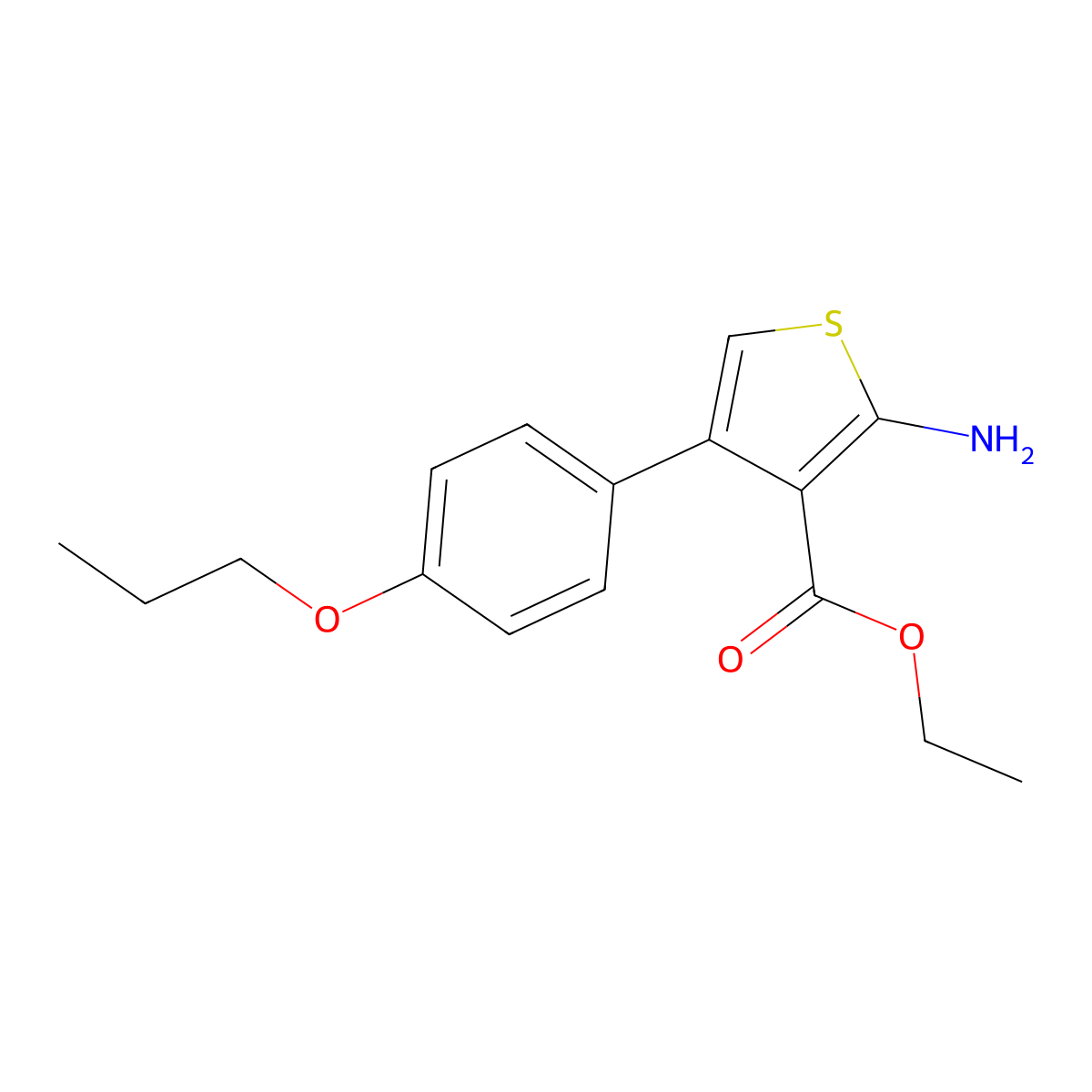 Ethyl 2-amino-4-(4-propoxyphenyl)thiophene-3-carboxylate molecular structure, CAS 433698-05-6