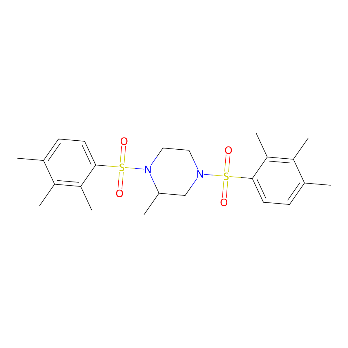 2-Methyl-1,4-bis(2,3,4-trimethylbenzenesulfonyl)piperazine molecular structure, CAS 433698-09-0