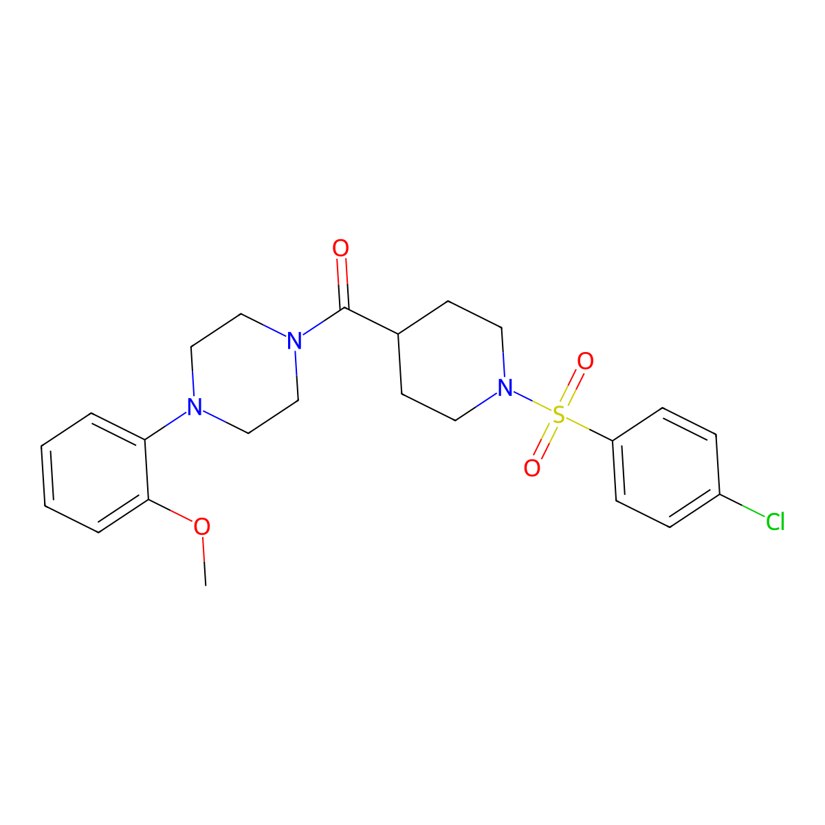 [1-(4-Chlorophenyl)sulfonylpiperidin-4-yl]-[4-(2-methoxyphenyl)piperazin-1-yl]methanone molecular structure, CAS 433698-13-6