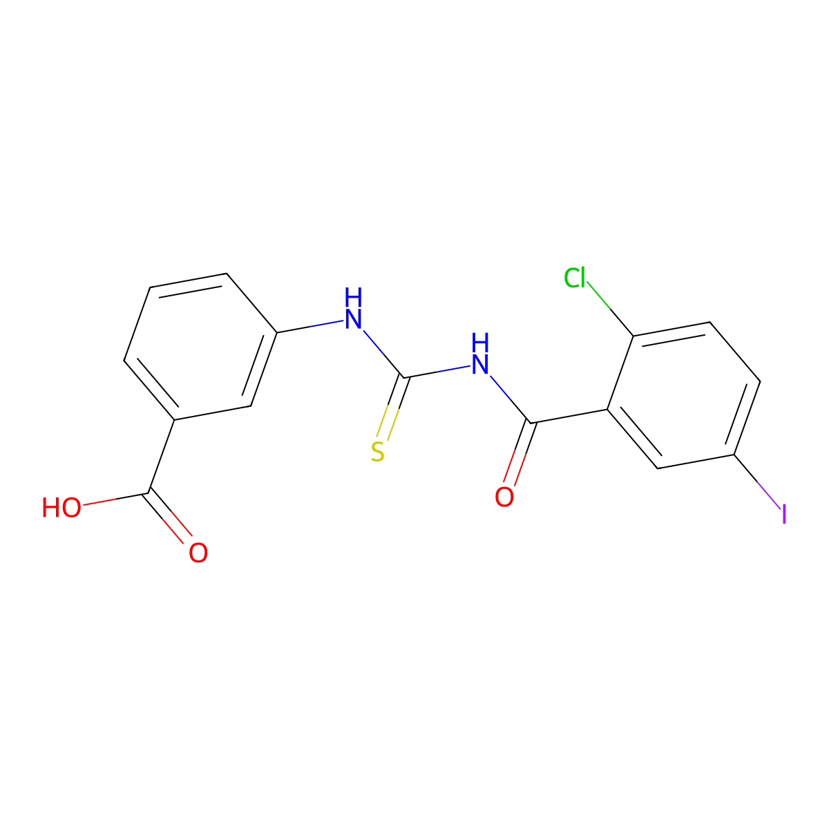 3-({[(2-Chloro-5-iodophenyl)carbonyl]carbamothioyl}amino)benzoic acid molecular structure, CAS 433698-31-8