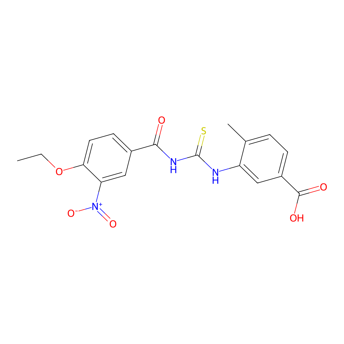 3-({[(4-Ethoxy-3-nitrophenyl)carbonyl]carbamothioyl}amino)-4-methylbenzoic acid molecular structure, CAS 433698-32-9