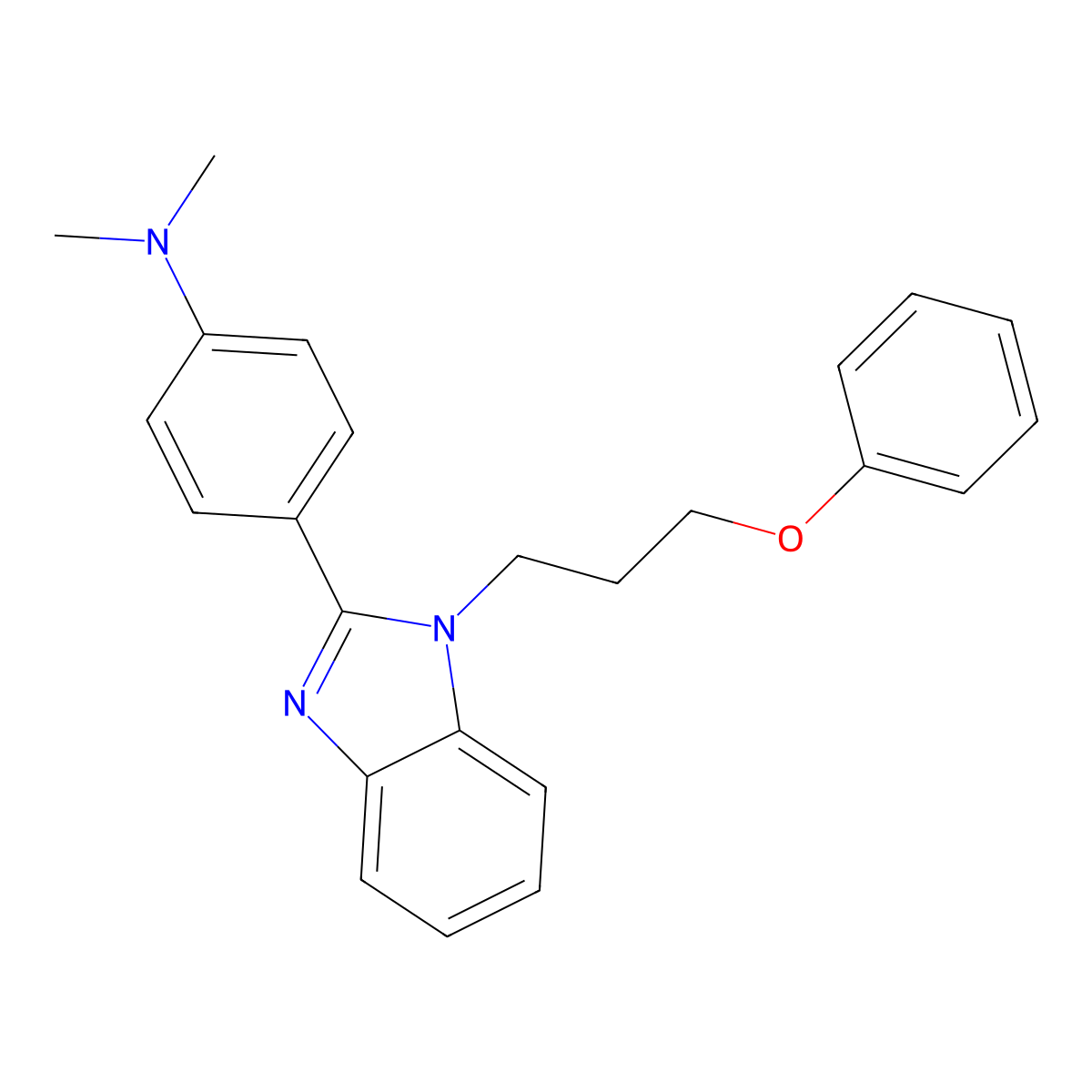 N,N-dimethyl-4-(1-(3-phenoxypropyl)-1H-benzo[d]imidazol-2-yl)aniline molecular structure, CAS 433698-37-4