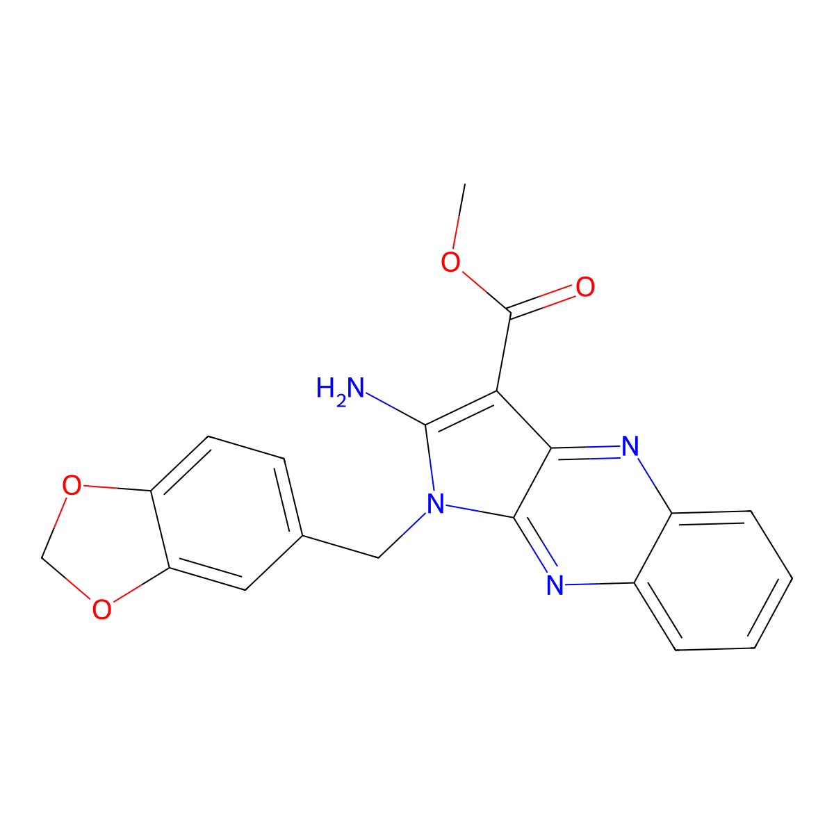 methyl 2-amino-1-(1,3-benzodioxol-5-ylmethyl)-1H-pyrrolo[2,3-b]quinoxaline-3-carboxylate molecular structure, CAS 433698-48-7
