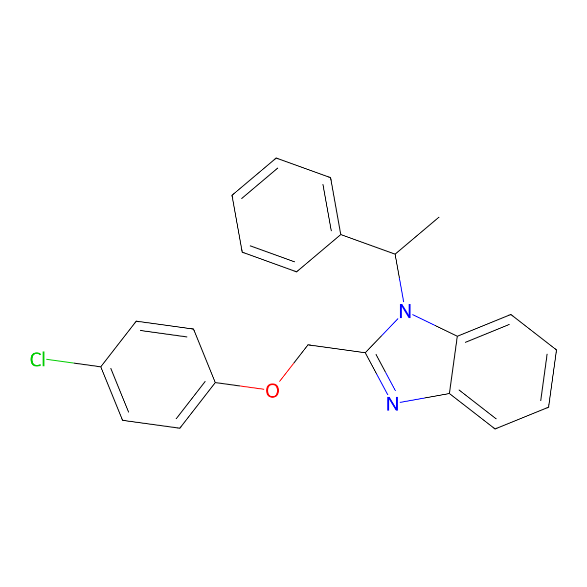 2-[(4-chlorophenoxy)methyl]-1-(1-phenylethyl)-1H-benzimidazole molecular structure, CAS 433698-52-3