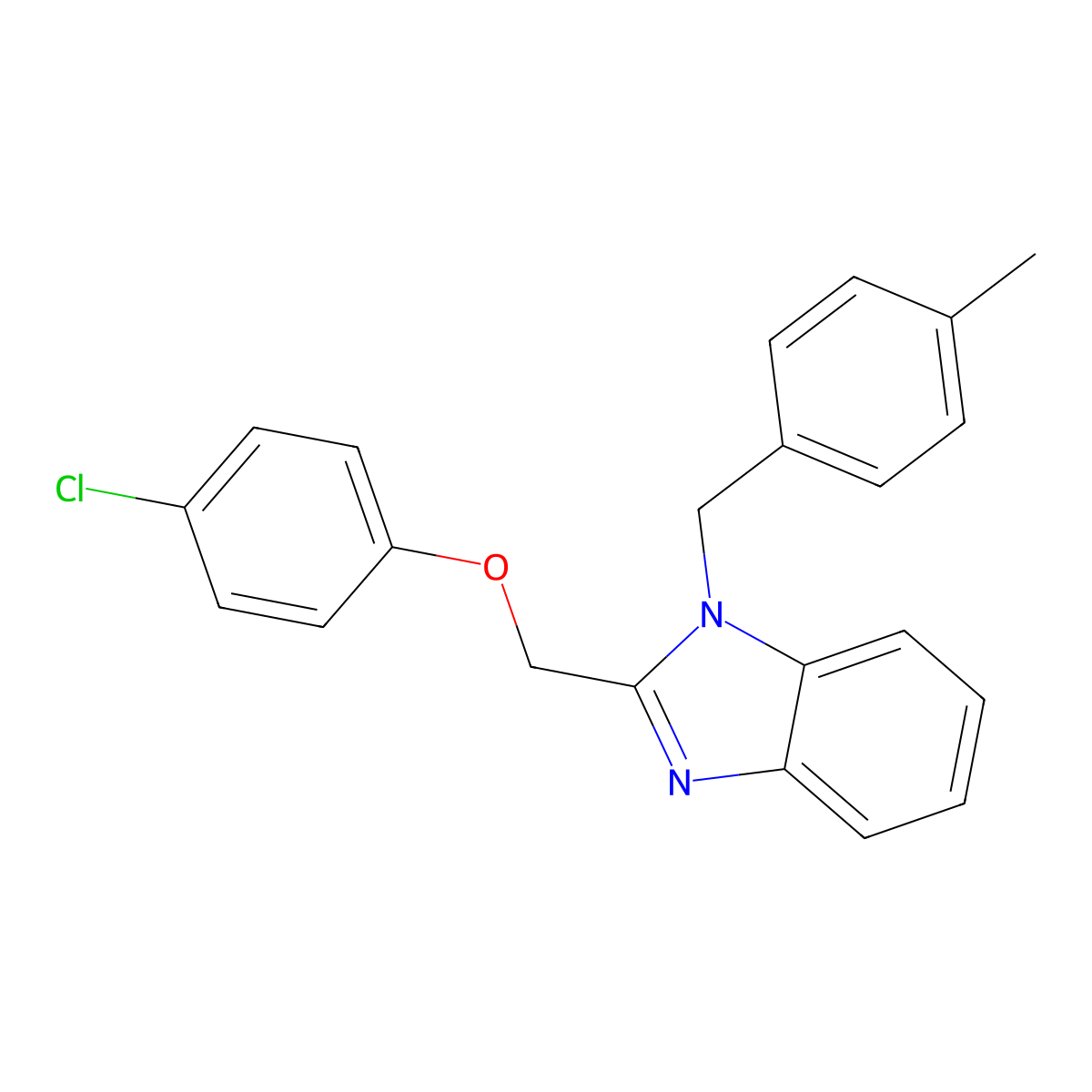 2-[(4-Chlorophenoxy)methyl]-1-[(4-methylphenyl)methyl]benzimidazole molecular structure, CAS 433698-60-3