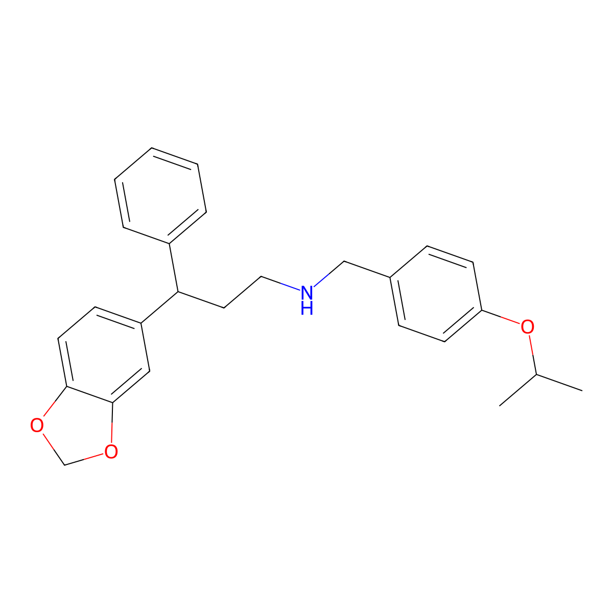 3-(1,3-benzodioxol-5-yl)-3-phenyl-N-[(4-propan-2-yloxyphenyl)methyl]propan-1-amine molecular structure, CAS 433698-65-8
