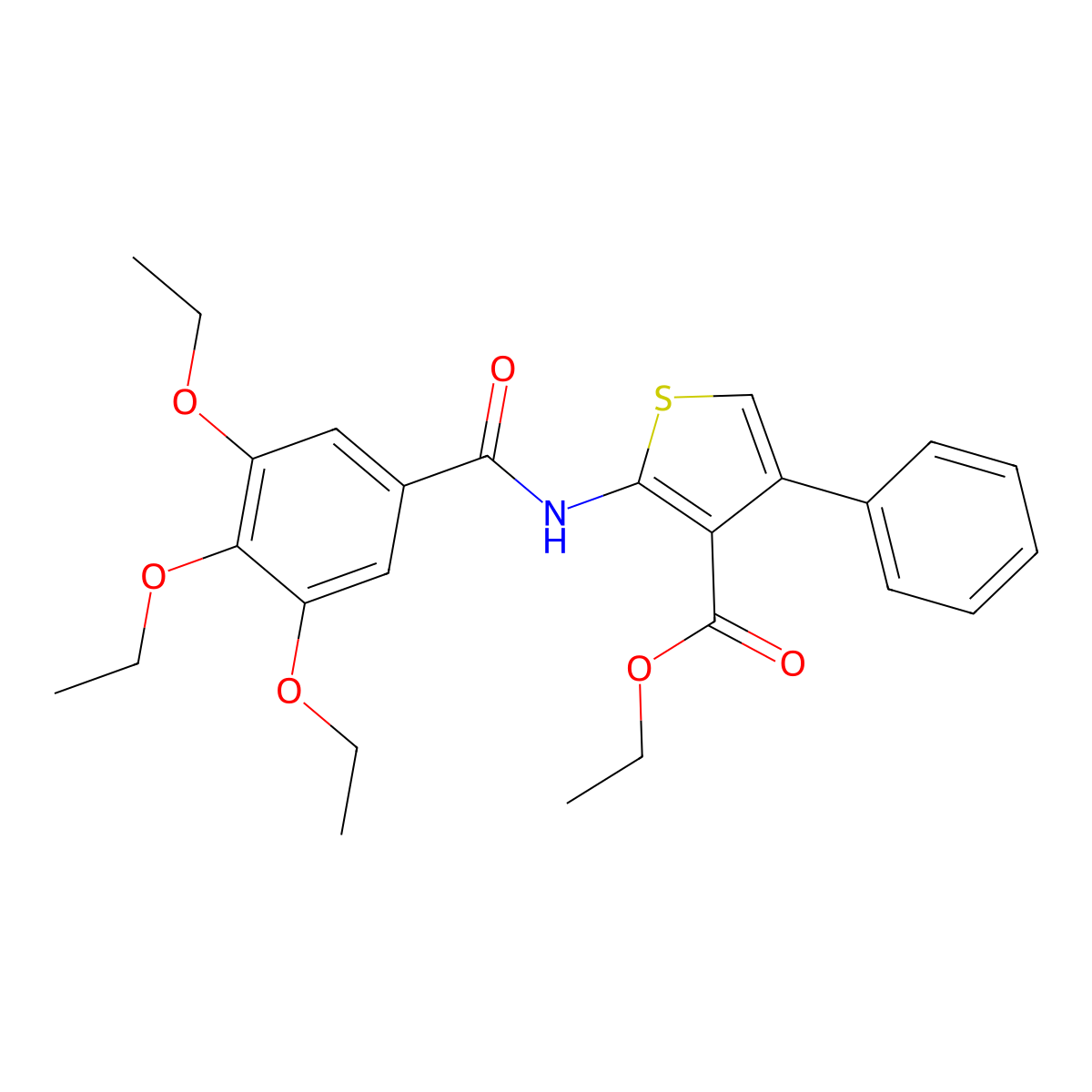 Ethyl 4-phenyl-2-[(3,4,5-triethoxyphenyl)carbonylamino]thiophene-3-carboxylate molecular structure, CAS 433698-67-0