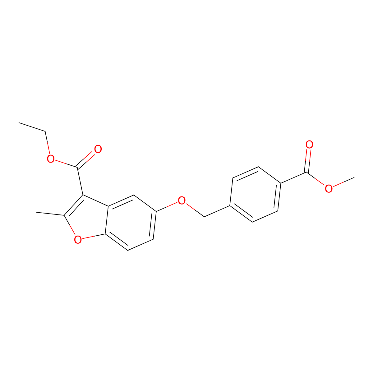 Ethyl 5-{[4-(methoxycarbonyl)phenyl]methoxy}-2-methyl-1-benzofuran-3-carboxylate molecular structure, CAS 433698-72-7