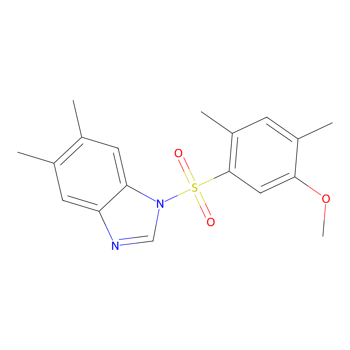 1-((5-methoxy-2,4-dimethylphenyl)sulfonyl)-5,6-dimethyl-1H-benzo[d]imidazole molecular structure, CAS 433698-82-9