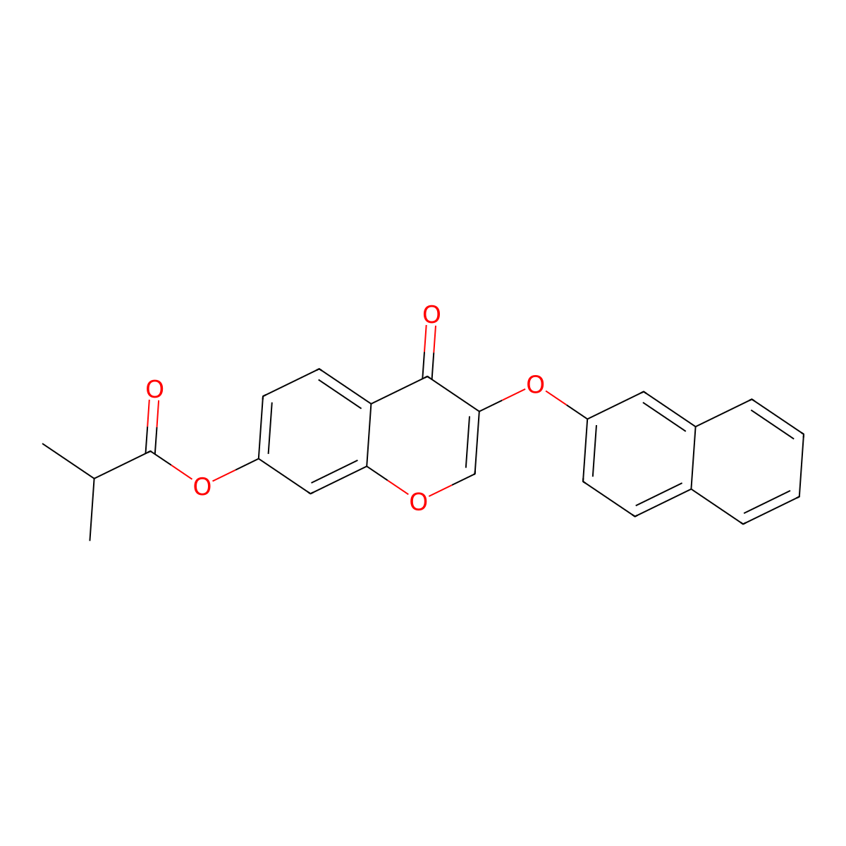 (3-Naphthalen-2-yloxy-4-oxochromen-7-yl) 2-methylpropanoate molecular structure, CAS 433698-85-2