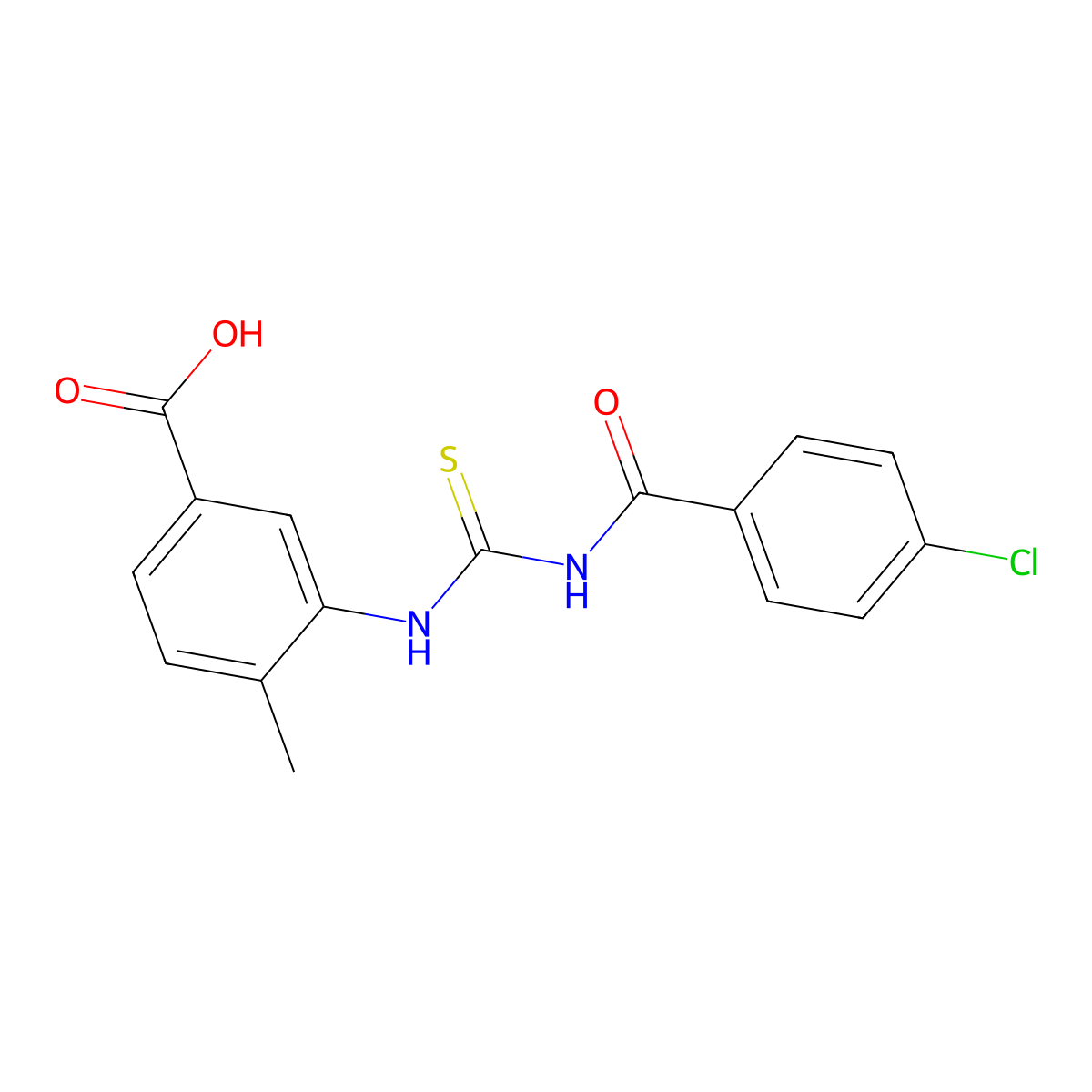 3-[(4-Chlorobenzoyl)carbamothioylamino]-4-methylbenzoic acid molecular structure, CAS 433698-94-3