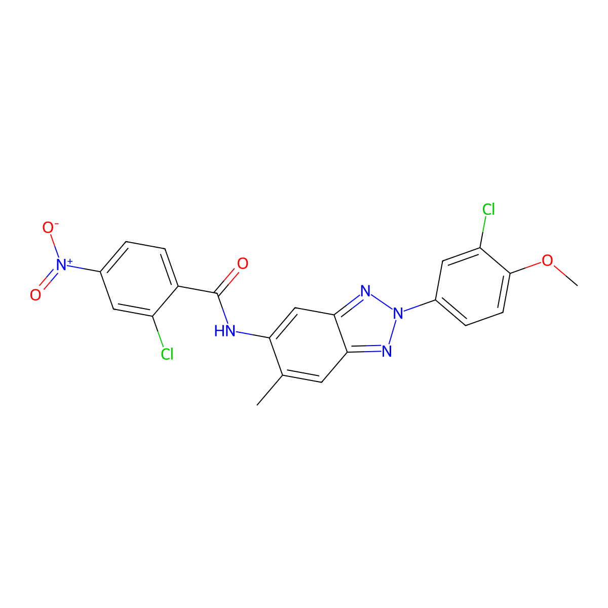 2-chloro-N-[2-(3-chloro-4-methoxyphenyl)-6-methylbenzotriazol-5-yl]-4-nitrobenzamide molecular structure, CAS 433699-05-9
