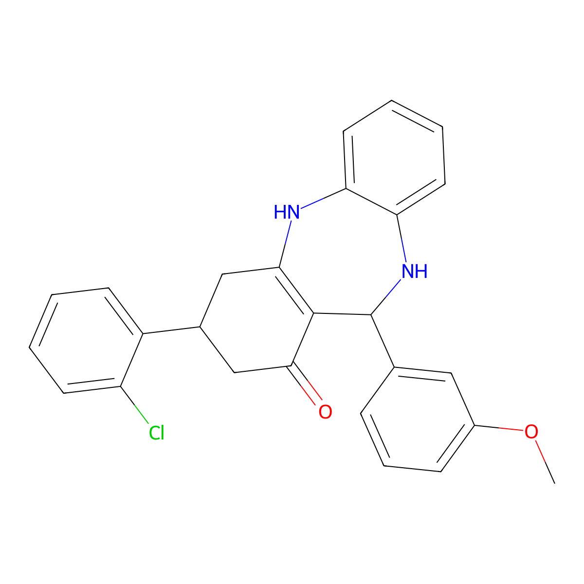 9-(2-Chlorophenyl)-6-(3-methoxyphenyl)-5,6,8,9,10,11-hexahydrobenzo[b][1,4]benzodiazepin-7-one molecular structure, CAS 433699-26-4