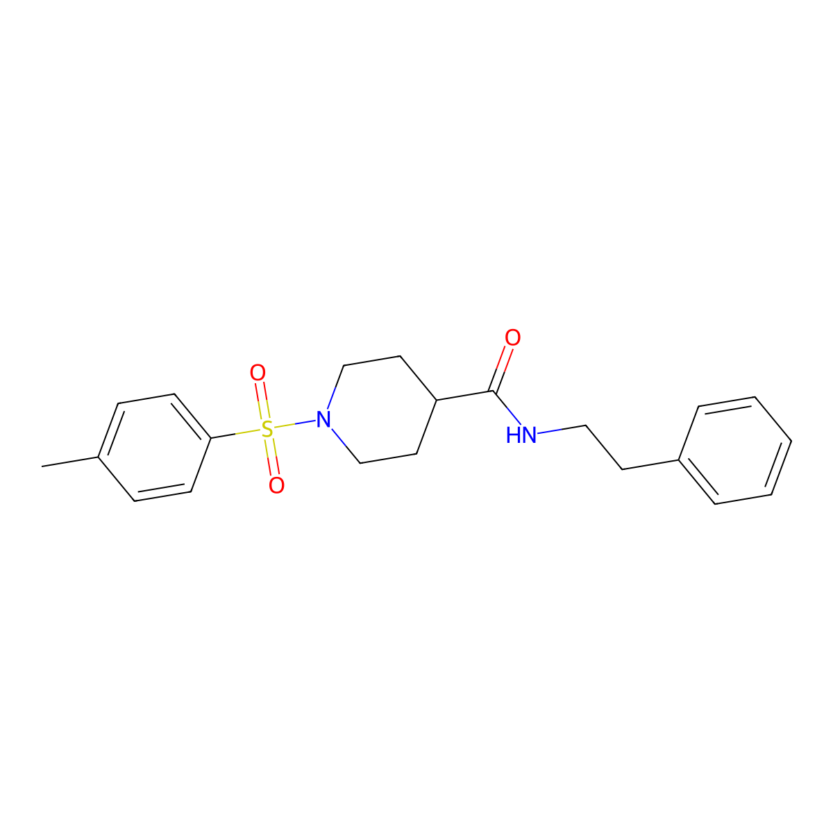 1-(Toluene-4-sulfonyl)-piperidine-4-carboxylic acid phenethyl-amide molecular structure, CAS 433699-34-4