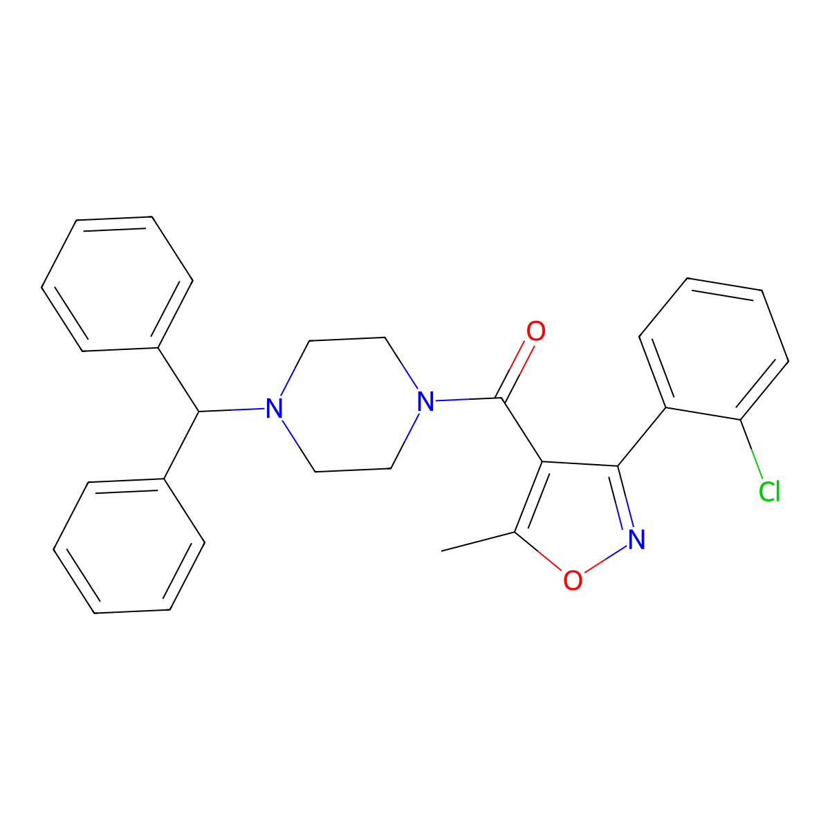 [3-(2-Chlorophenyl)-5-methyl-1,2-oxazol-4-yl][4-(diphenylmethyl)piperazin-1-yl]methanone molecular structure, CAS 433699-36-6