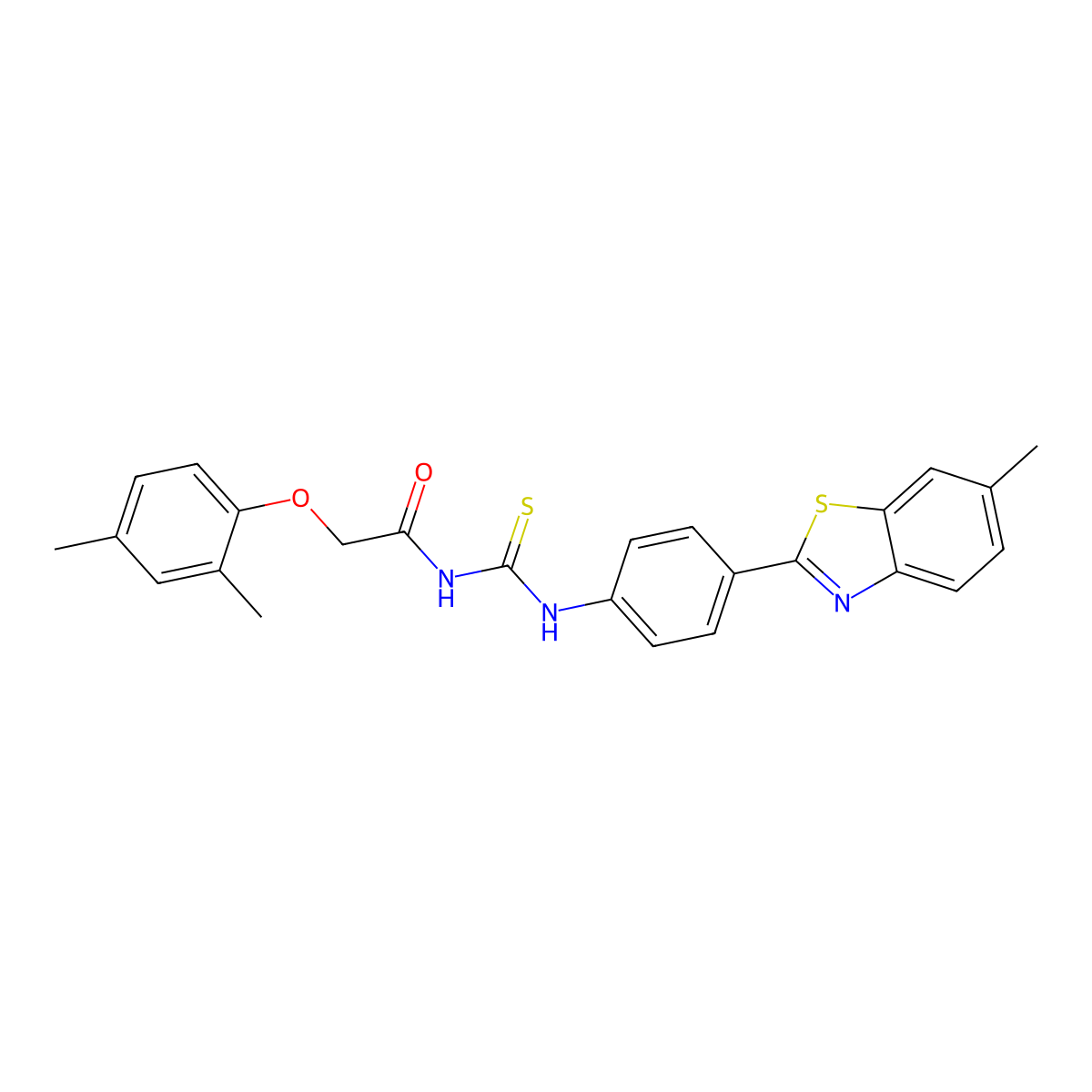 2-(2,4-dimethylphenoxy)-N-[[4-(6-methyl-1,3-benzothiazol-2-yl)phenyl]carbamothioyl]acetamide molecular structure, CAS 433699-38-8