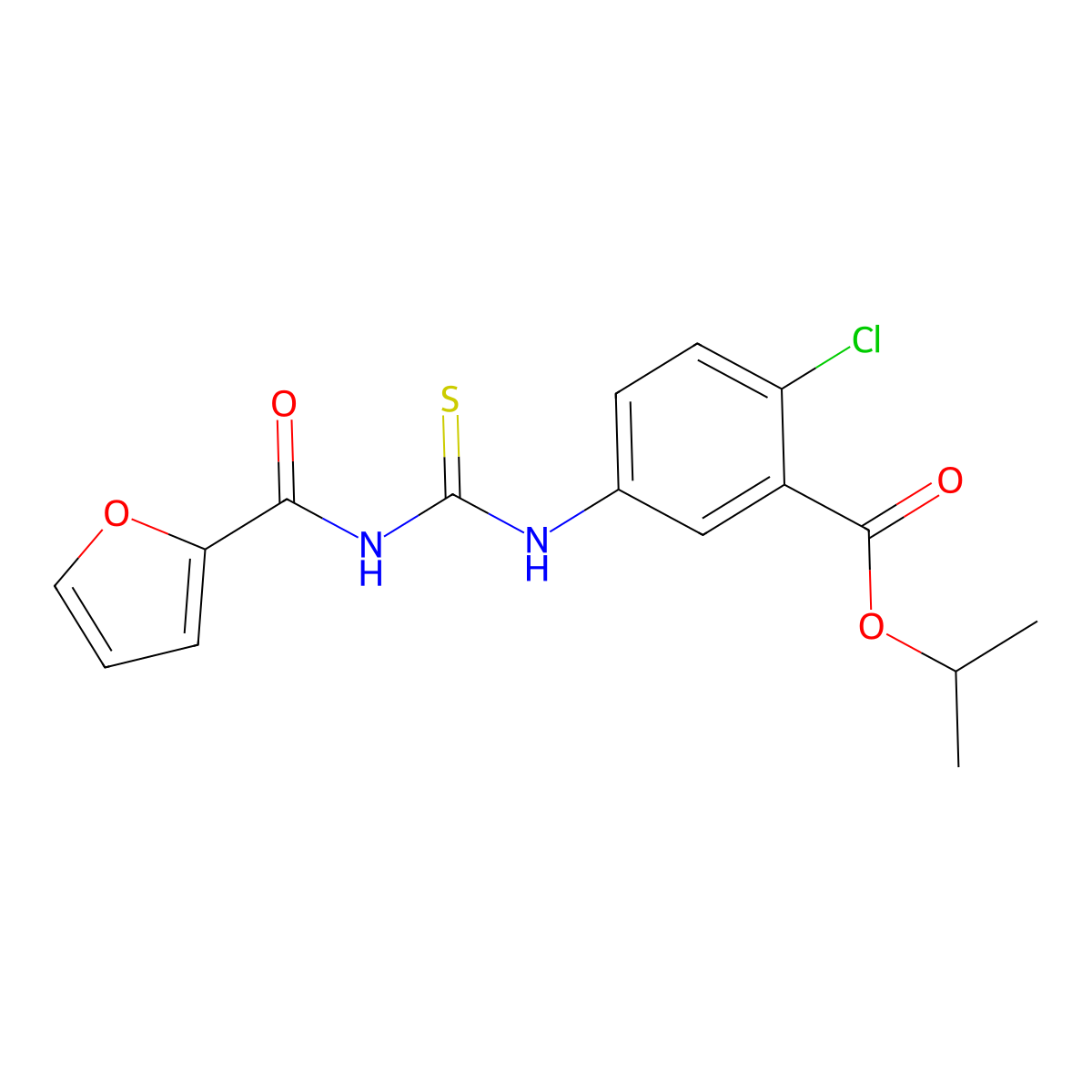 Propan-2-yl 2-chloro-5-{[(furan-2-ylcarbonyl)carbamothioyl]amino}benzoate molecular structure, CAS 433699-44-6