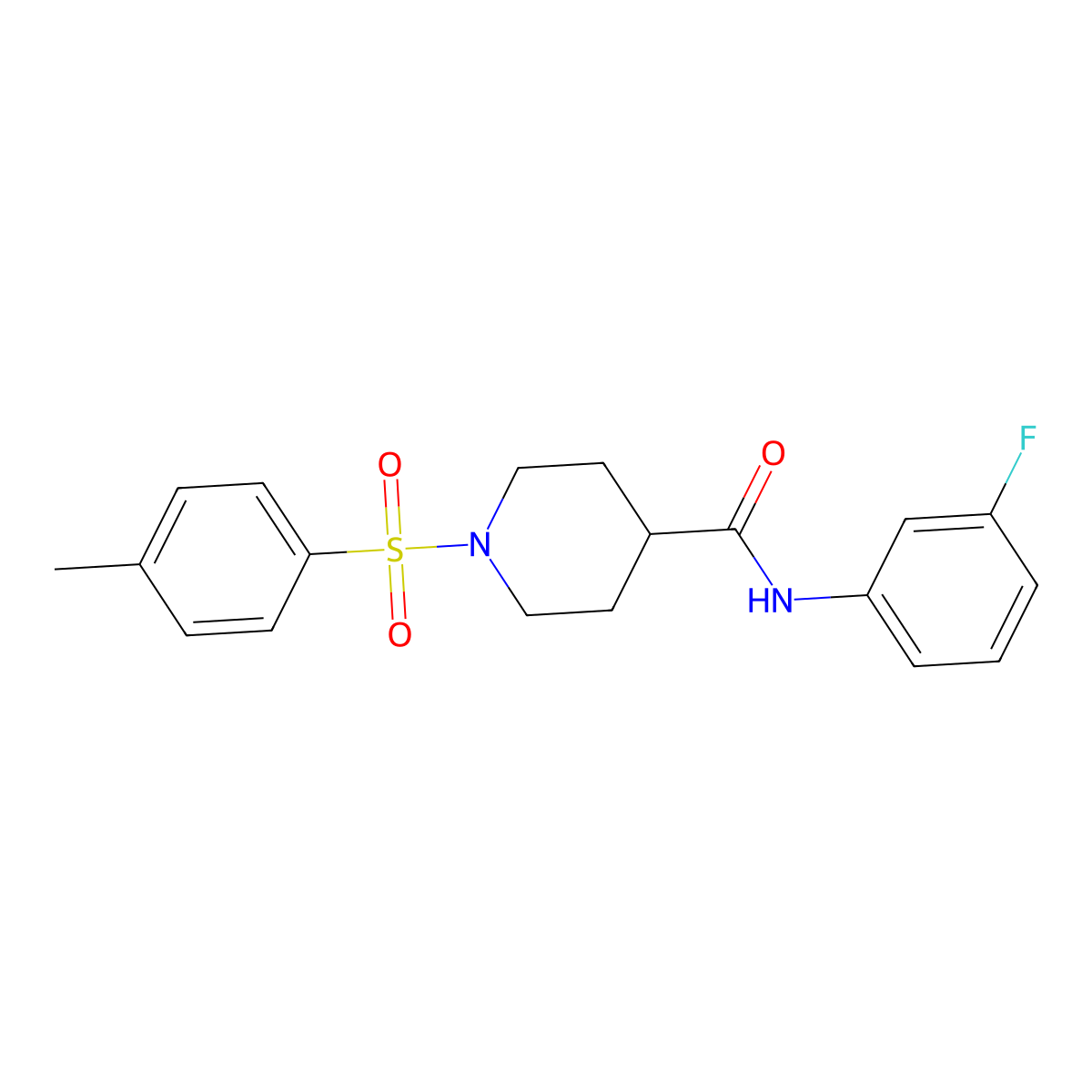 N-(3-fluorophenyl)-1-(4-methylphenyl)sulfonylpiperidine-4-carboxamide molecular structure, CAS 433699-45-7