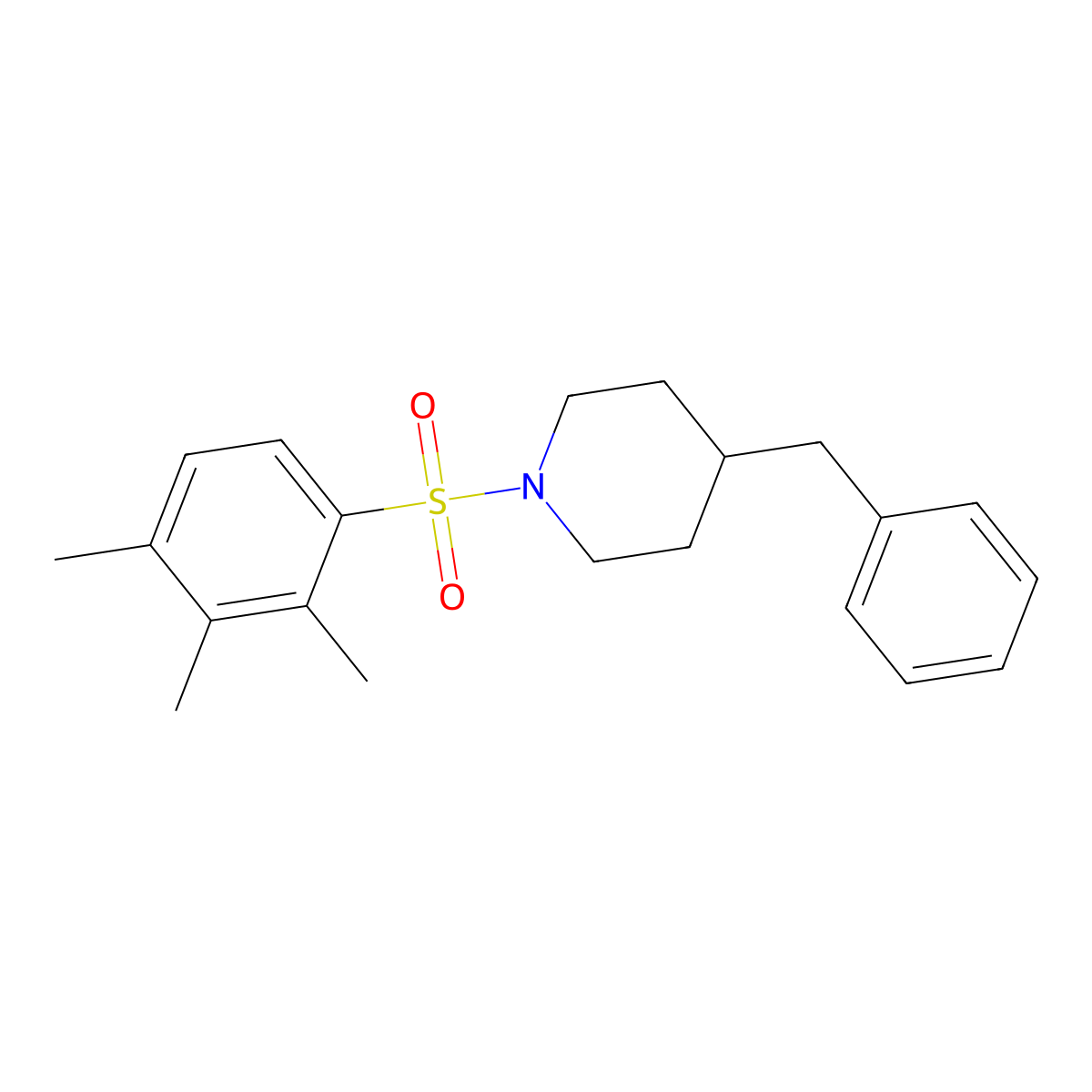 4-Benzyl-1-(2,3,4-trimethylbenzenesulfonyl)piperidine molecular structure, CAS 433699-47-9