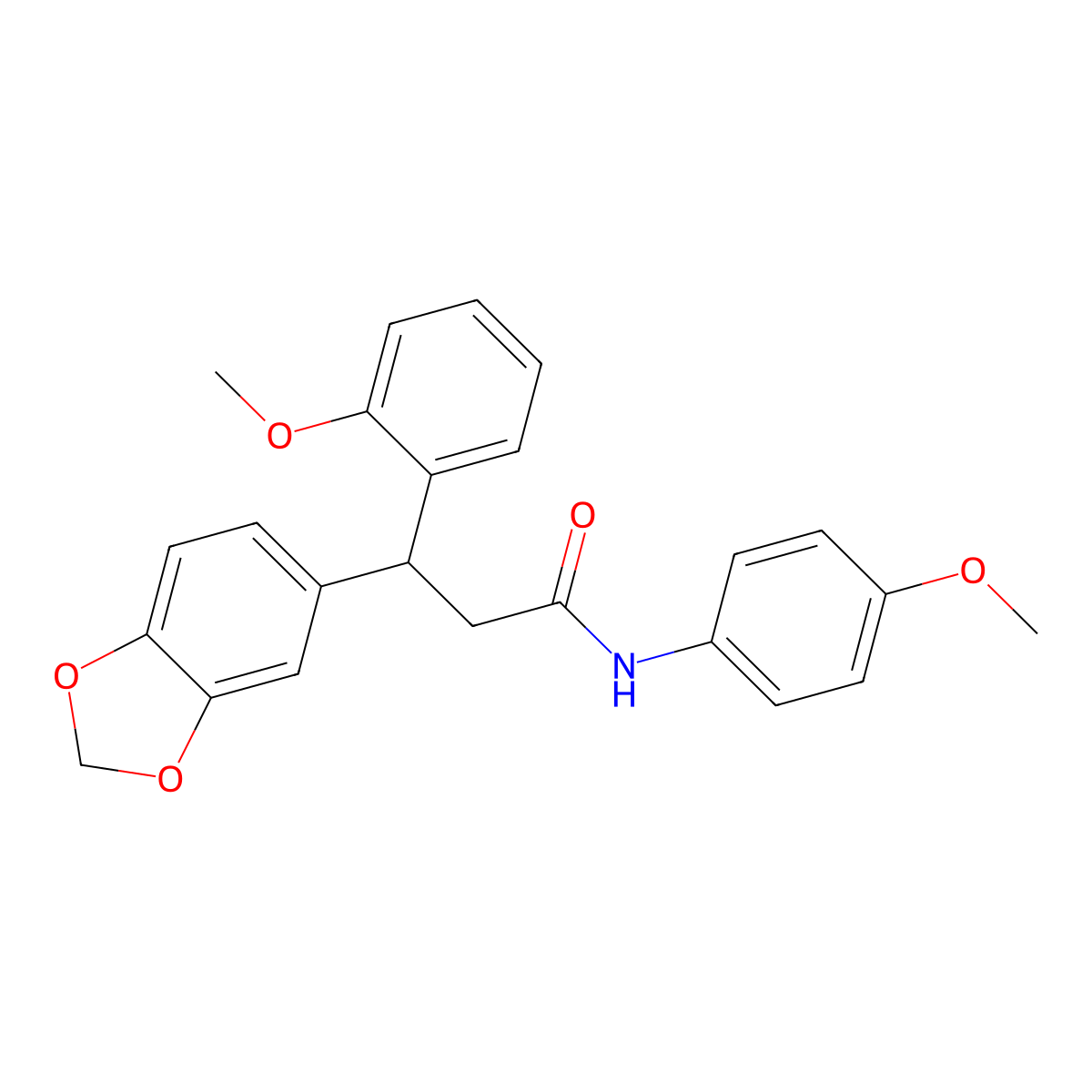 3-(1,3-benzodioxol-5-yl)-3-(2-methoxyphenyl)-N-(4-methoxyphenyl)propanamide molecular structure, CAS 433699-49-1