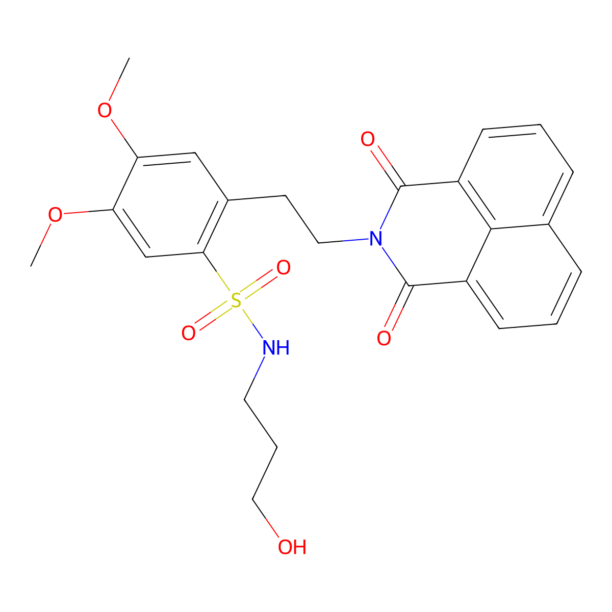 2-[2-(1,3-dioxo-1H-benzo[de]isoquinolin-2(3H)-yl)ethyl]-N-(3-hydroxypropyl)-4,5-dimethoxybenzenesulfonamide molecular structure, CAS 433699-69-5