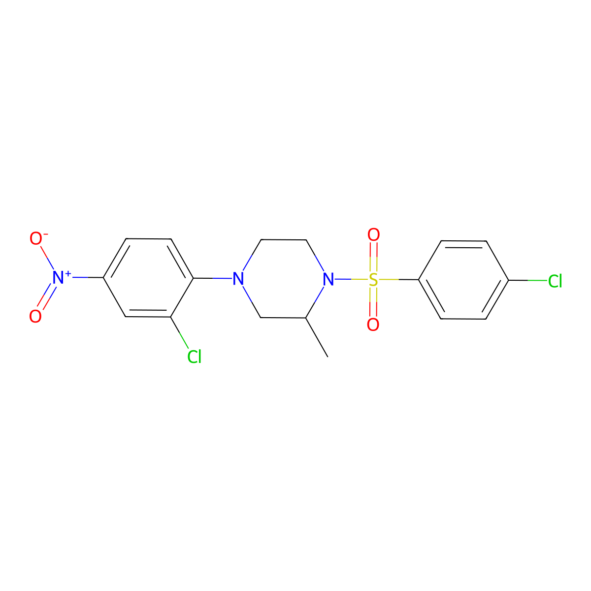 4-(2-Chloro-4-nitrophenyl)-1-(4-chlorophenyl)sulfonyl-2-methylpiperazine molecular structure, CAS 433699-74-2