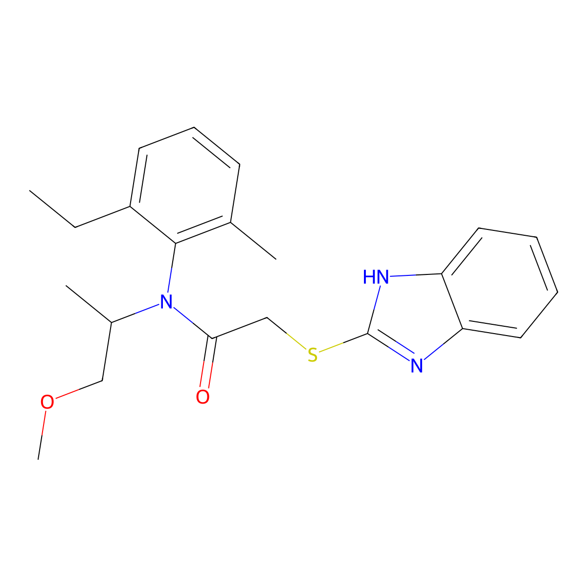 2-(1H-benzimidazol-2-ylsulfanyl)-N-(2-ethyl-6-methylphenyl)-N-(1-methoxypropan-2-yl)acetamide molecular structure, CAS 433699-82-2