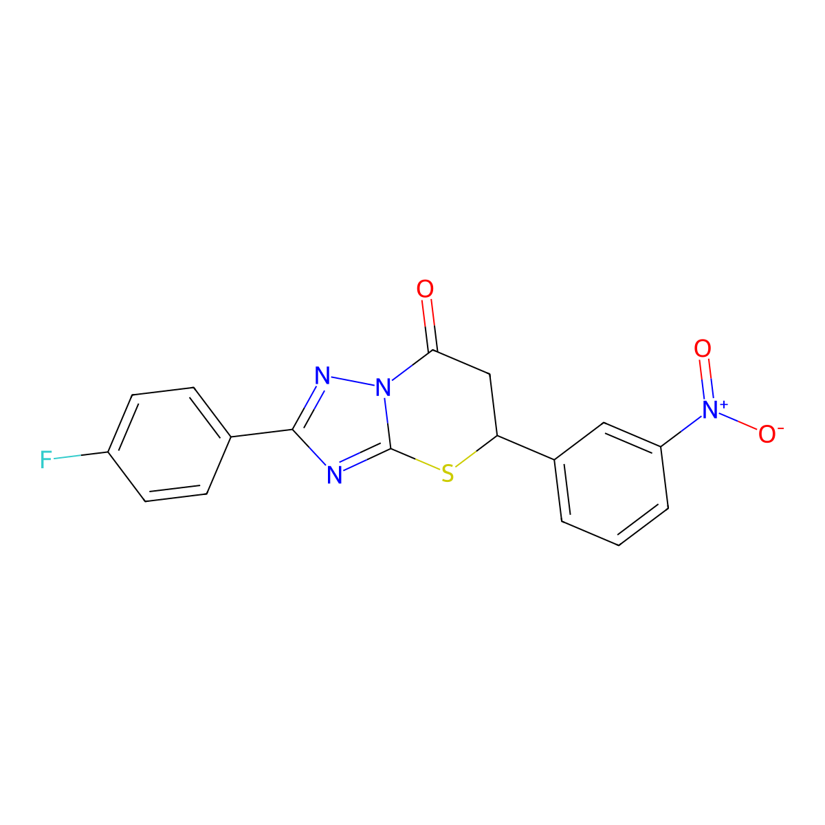 2-(4-Fluorophenyl)-5-(3-nitrophenyl)-5,6-dihydro-[1,2,4]triazolo[5,1-b][1,3]thiazin-7-one molecular structure, CAS 433699-97-9
