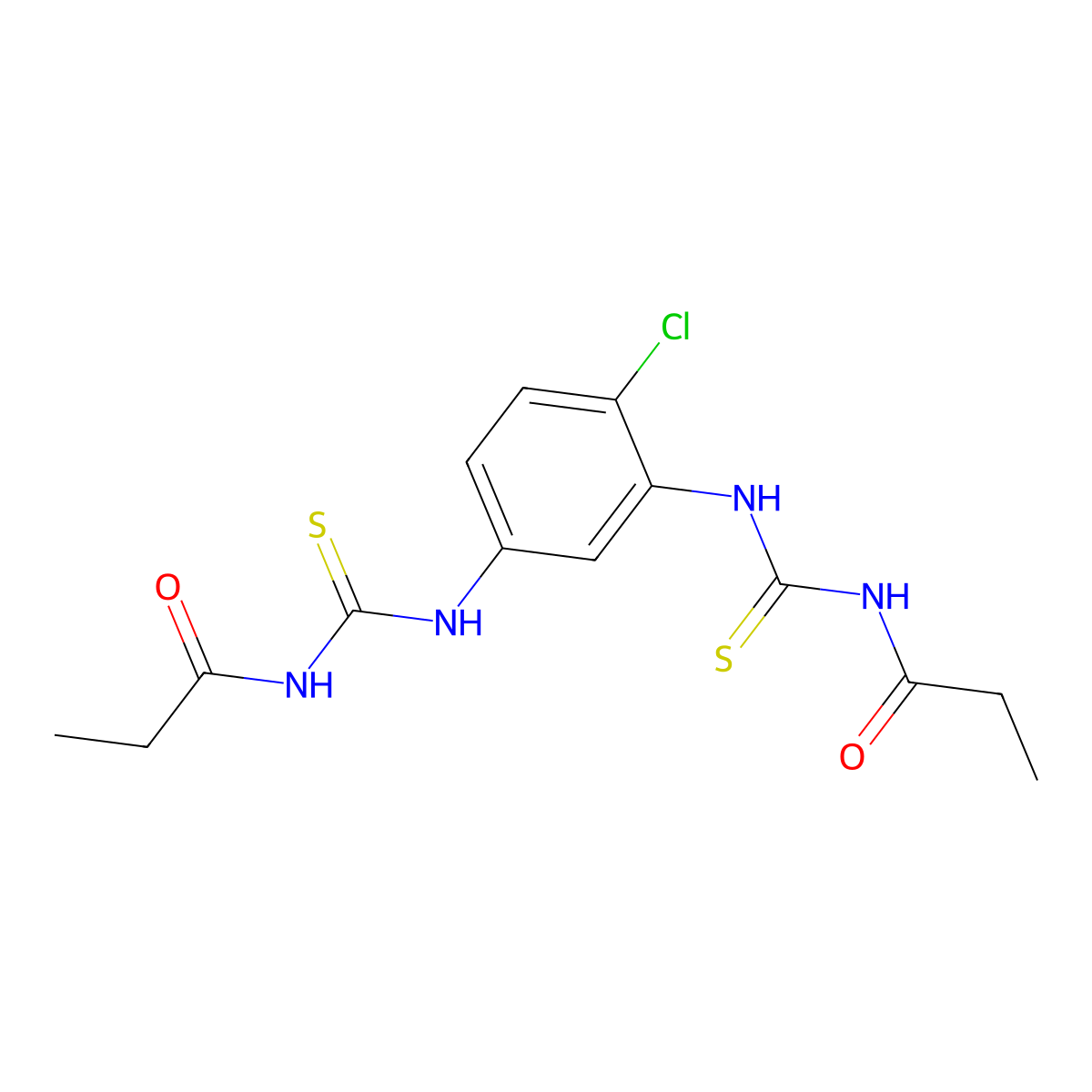 N-[[4-chloro-3-(propanoylcarbamothioylamino)phenyl]carbamothioyl]propanamide molecular structure, CAS 433699-98-0