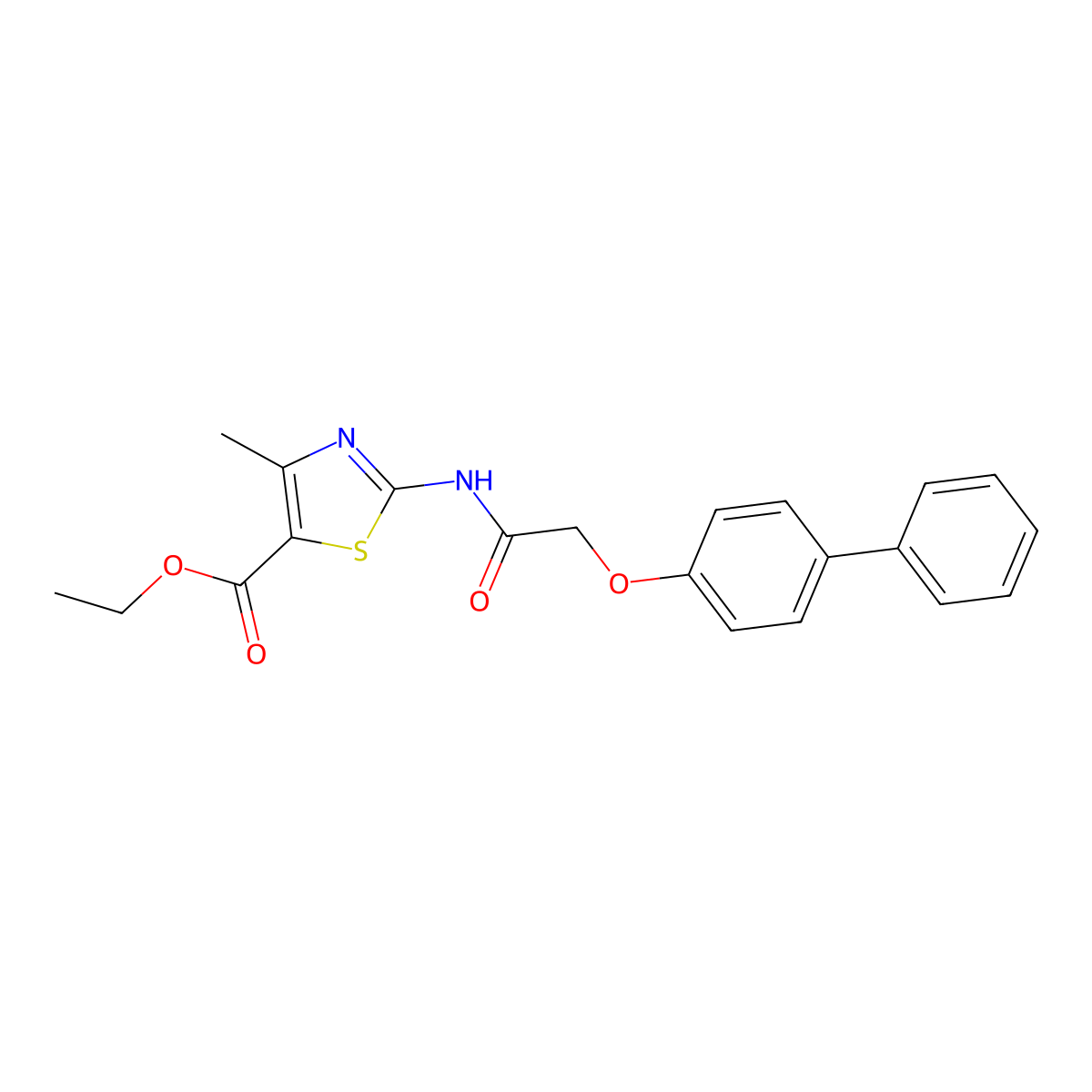 Ethyl 2-{[(biphenyl-4-yloxy)acetyl]amino}-4-methyl-1,3-thiazole-5-carboxylate molecular structure, CAS 433700-06-2
