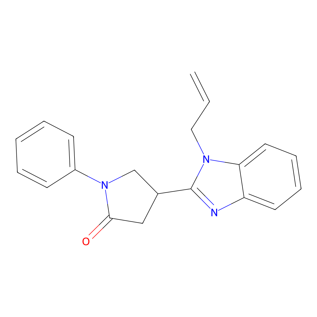 1-Phenyl-4-(1-prop-2-enylbenzimidazol-2-yl)pyrrolidin-2-one molecular structure, CAS 433700-08-4