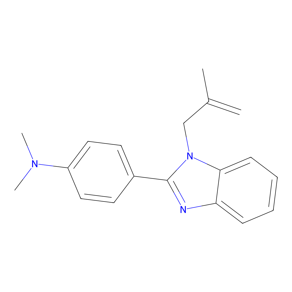 N,N-dimethyl-4-(1-(2-methylallyl)-1H-benzo[d]imidazol-2-yl)aniline molecular structure, CAS 433700-19-7