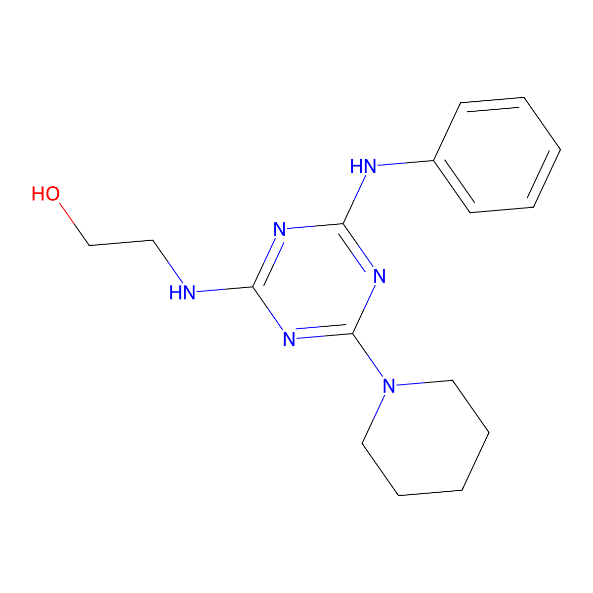 2-[(4-Anilino-6-piperidin-1-yl-1,3,5-triazin-2-yl)amino]ethanol molecular structure, CAS 433700-42-6