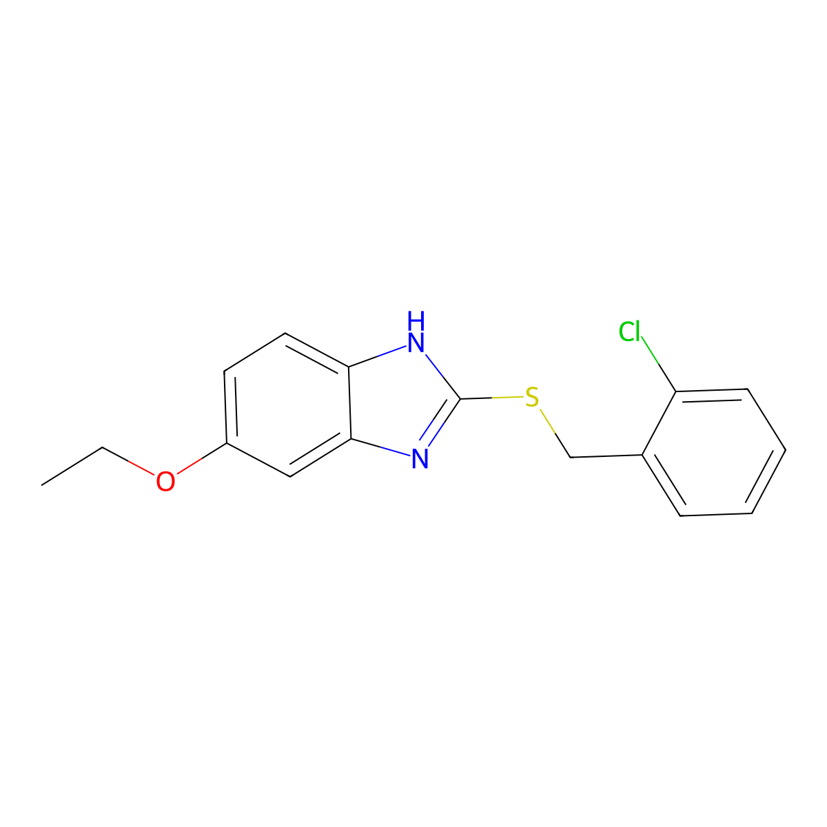 2-((2-chlorobenzyl)thio)-5-ethoxy-1H-benzo[d]imidazole molecular structure, CAS 433700-43-7