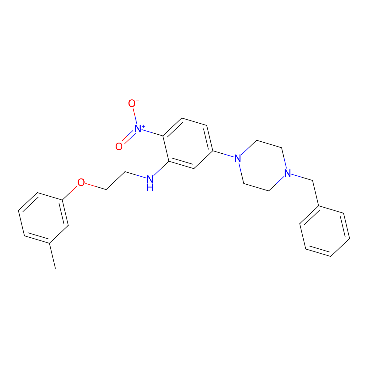 5-(4-benzylpiperazin-1-yl)-N-[2-(3-methylphenoxy)ethyl]-2-nitroaniline molecular structure, CAS 433700-58-4