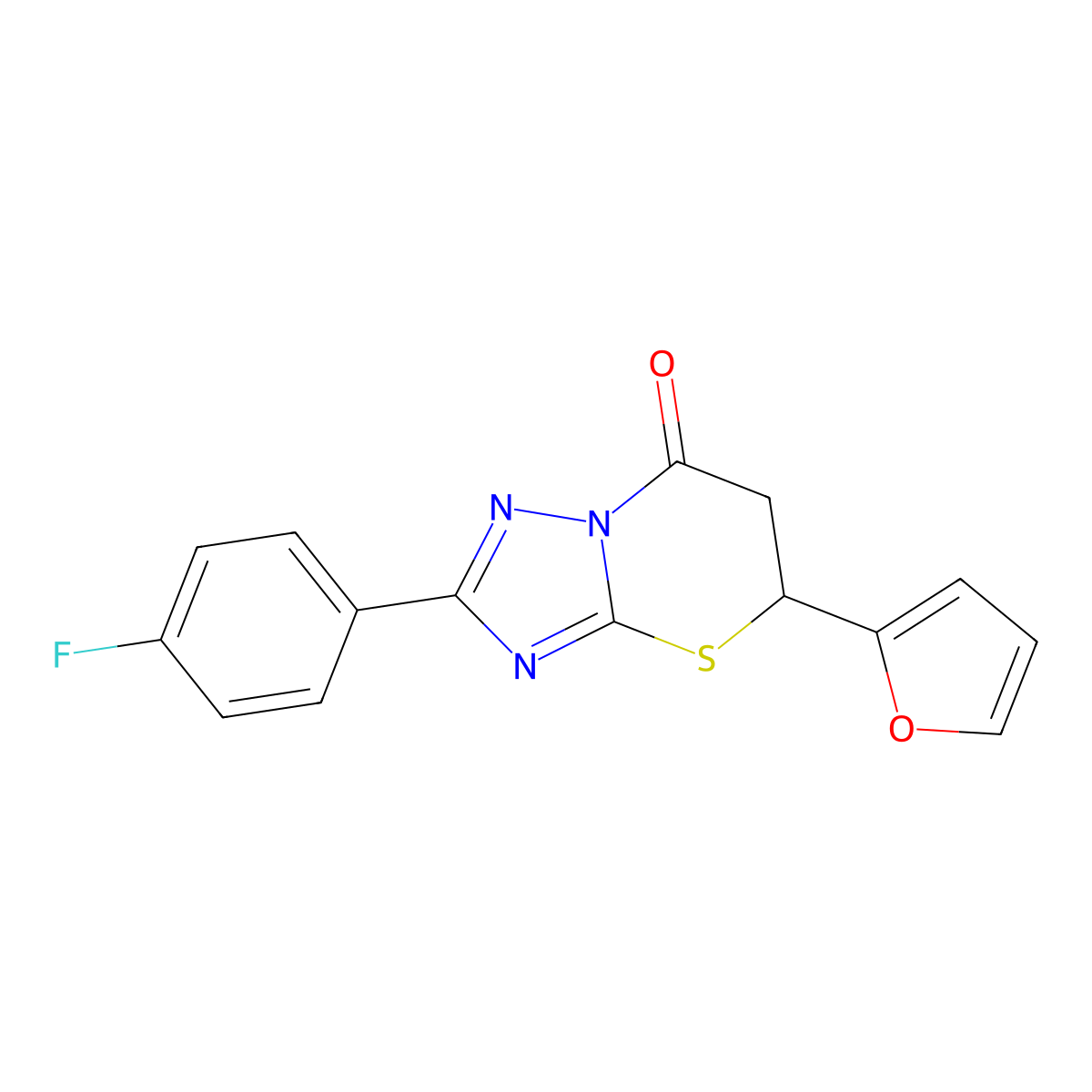 2-(4-fluorophenyl)-5-(2-furyl)-5,6-dihydro-7H-[1,2,4]triazolo[5,1-b][1,3]thiazin-7-one molecular structure, CAS 433700-87-9