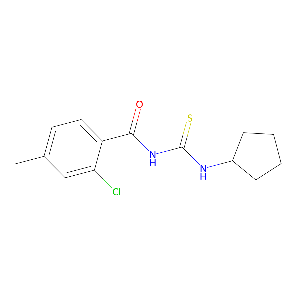 2-chloro-N-(cyclopentylcarbamothioyl)-4-methylbenzamide molecular structure, CAS 433700-89-1