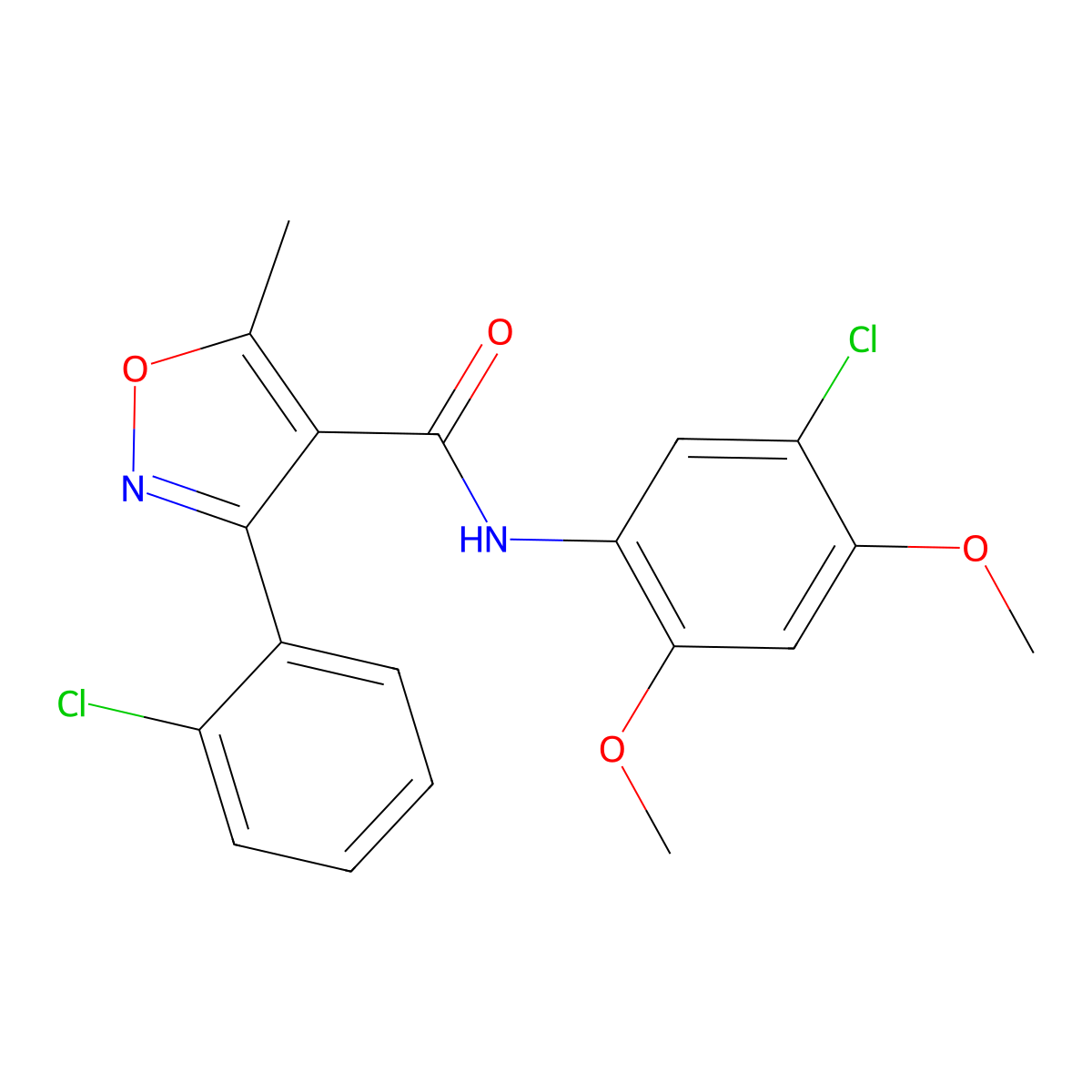 N-(5-chloro-2,4-dimethoxyphenyl)-3-(2-chlorophenyl)-5-methyl-1,2-oxazole-4-carboxamide molecular structure, CAS 433700-97-1