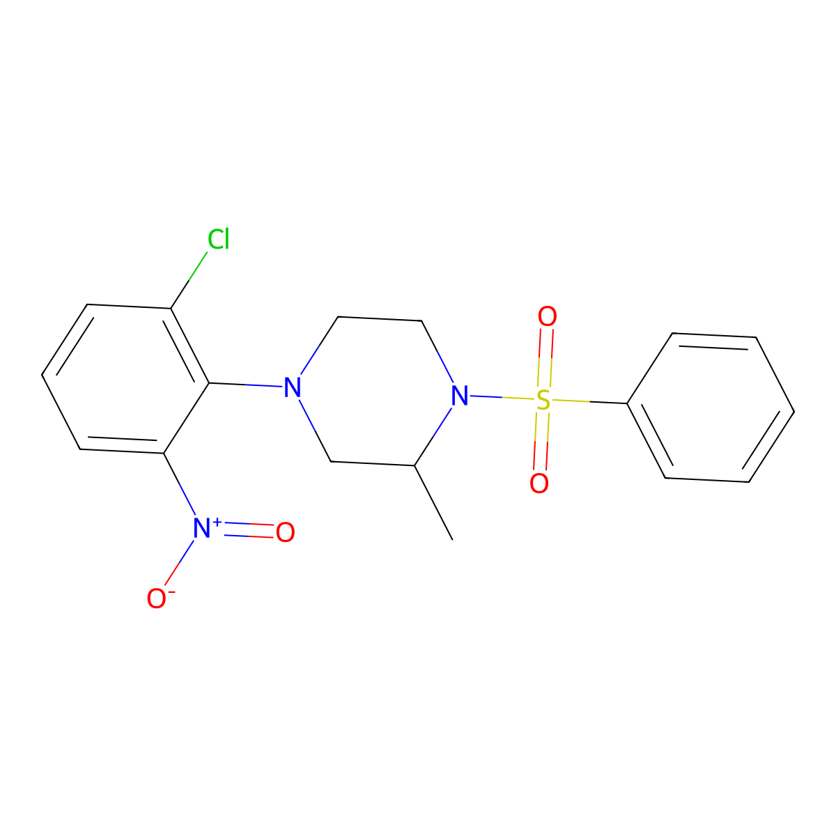 1-(Benzenesulfonyl)-4-(2-chloro-6-nitrophenyl)-2-methylpiperazine molecular structure, CAS 433701-02-1