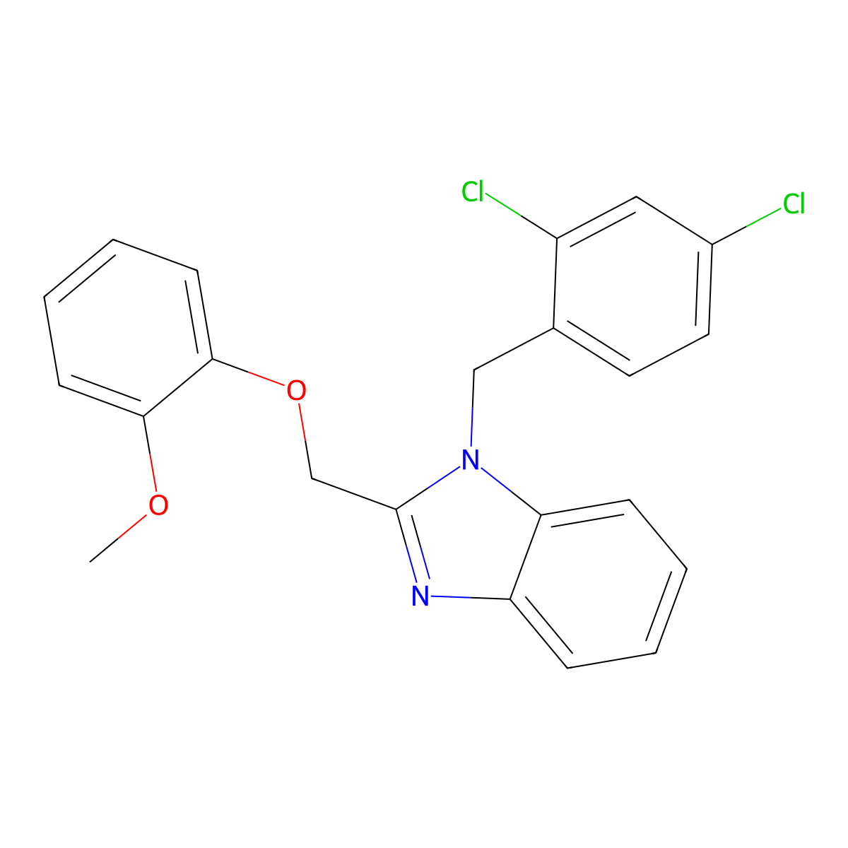 1-[(2,4-Dichlorophenyl)methyl]-2-[(2-methoxyphenoxy)methyl]benzimidazole molecular structure, CAS 433701-24-7