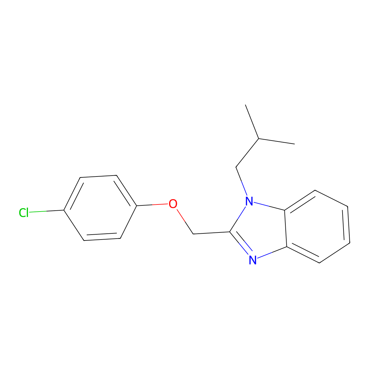 2-((4-chlorophenoxy)methyl)-1-isobutyl-1H-benzo[d]imidazole molecular structure, CAS 433701-27-0