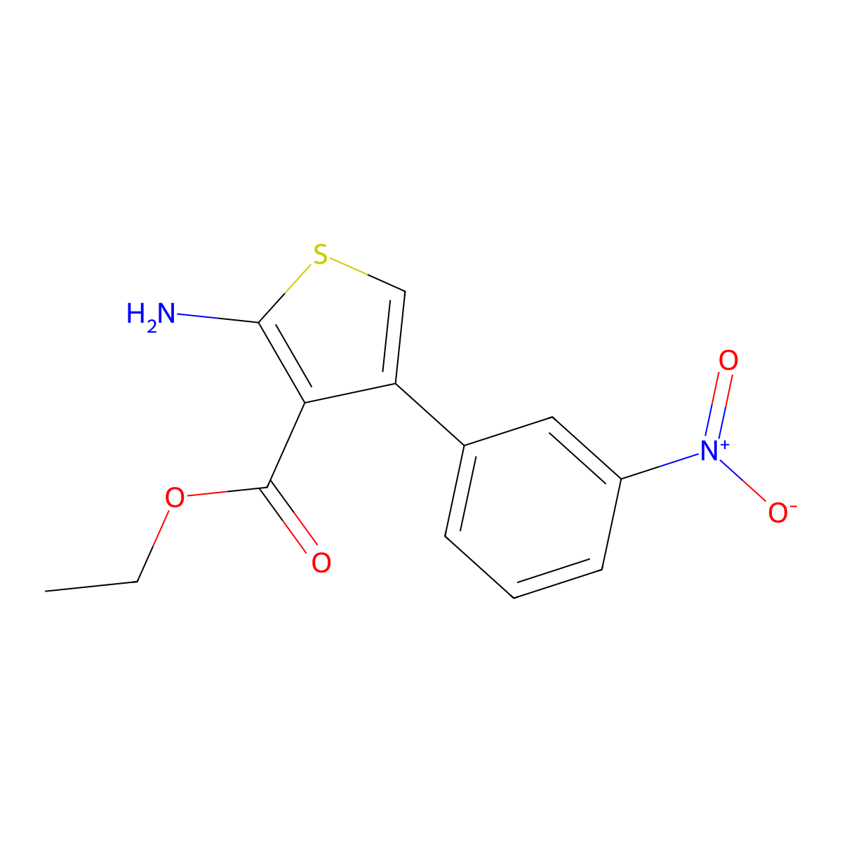Ethyl 2-amino-4-(3-nitrophenyl)thiophene-3-carboxylate molecular structure, CAS 433701-34-9