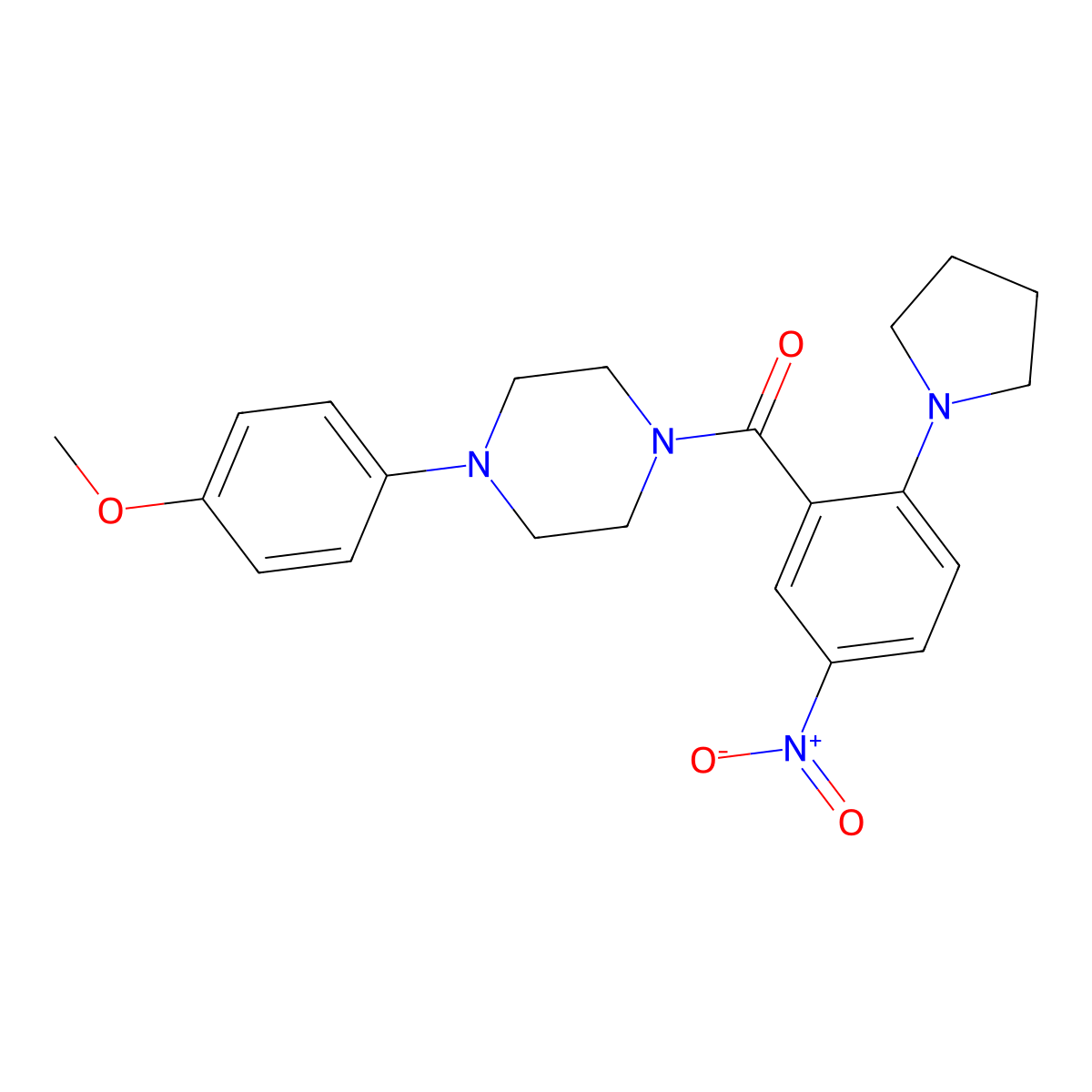[4-(4-Methoxyphenyl)piperazin-1-yl]-(5-nitro-2-pyrrolidin-1-ylphenyl)methanone molecular structure, CAS 433701-63-4