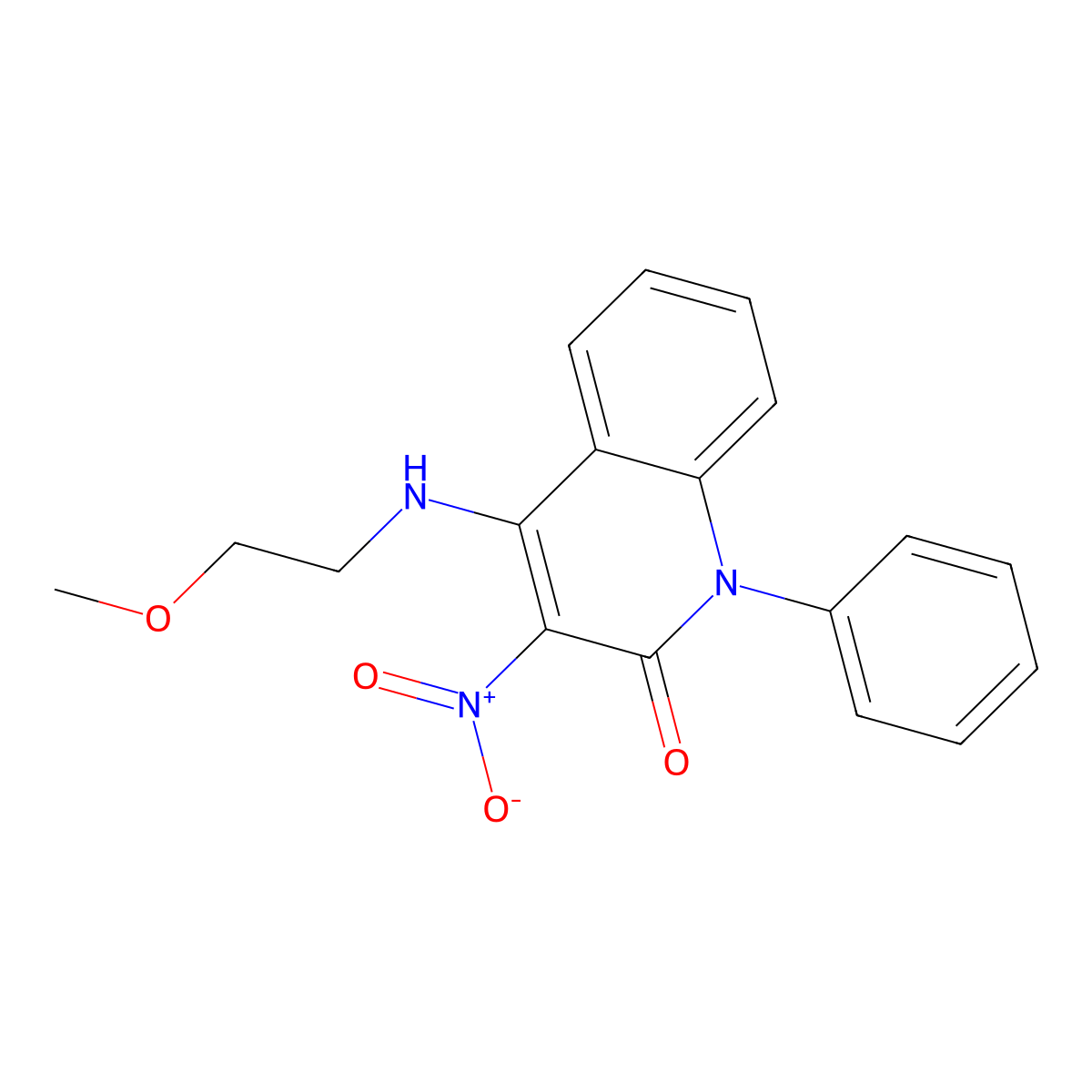 4-(2-Methoxyethylamino)-3-nitro-1-phenylquinolin-2-one molecular structure, CAS 433701-76-9