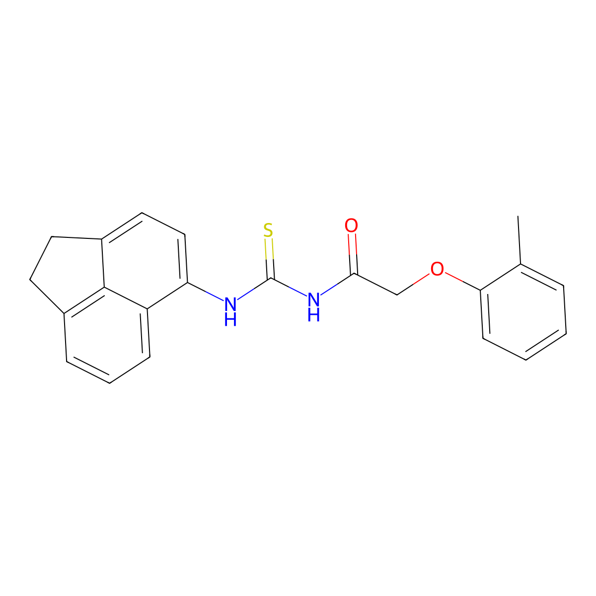 N-(1,2-dihydroacenaphthylen-5-ylcarbamothioyl)-2-(2-methylphenoxy)acetamide molecular structure, CAS 433701-82-7