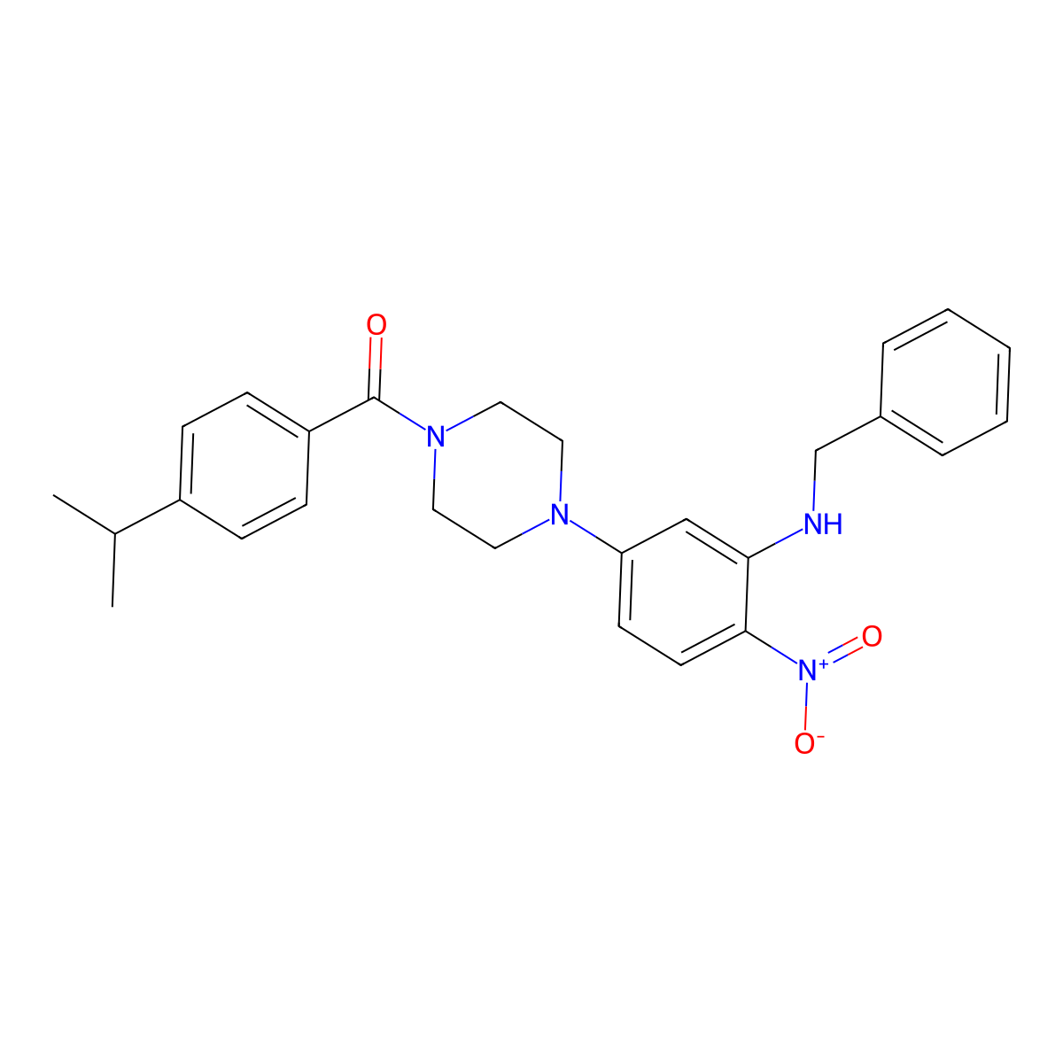 [4-[3-(Benzylamino)-4-nitrophenyl]piperazin-1-yl]-(4-propan-2-ylphenyl)methanone molecular structure, CAS 433701-87-2