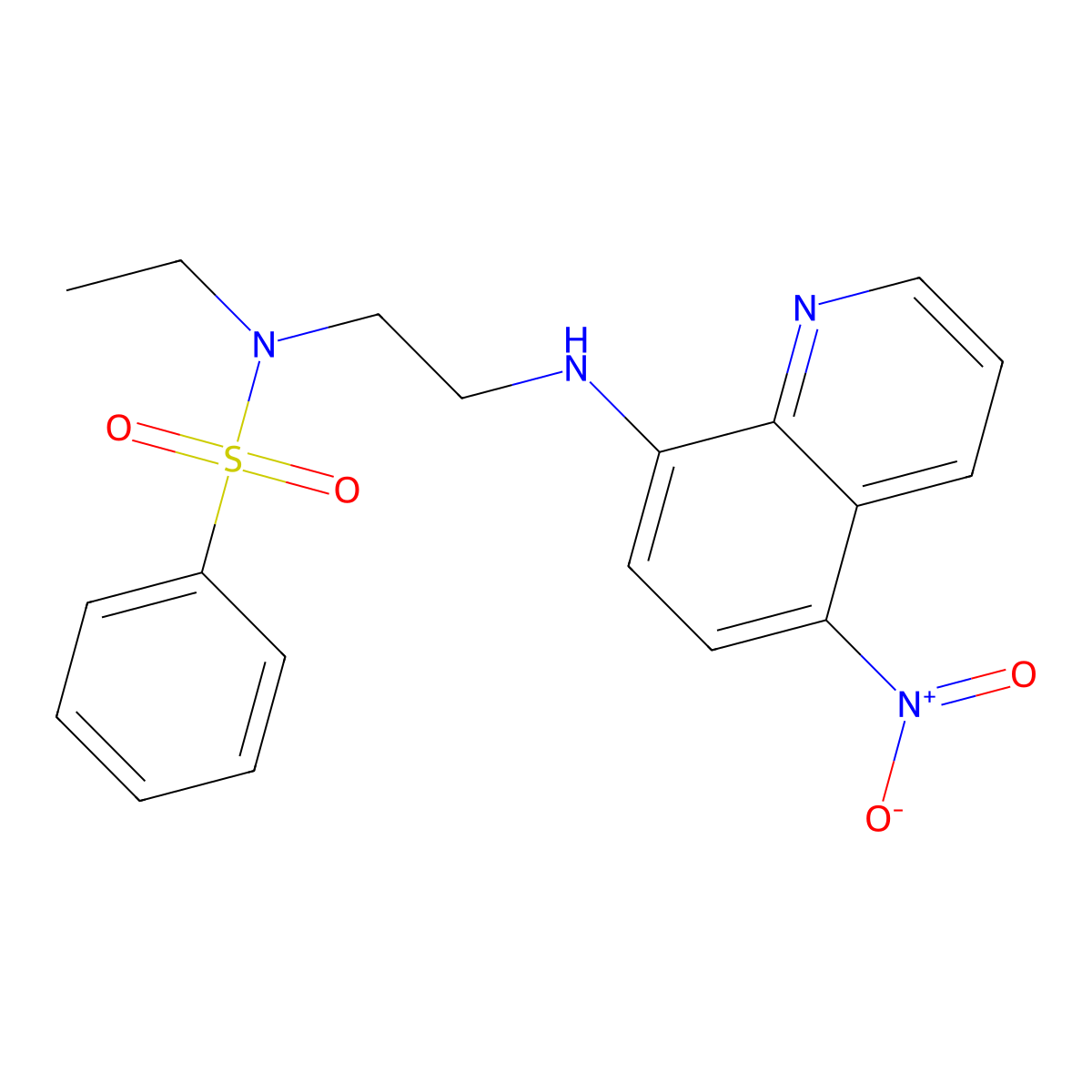 N-ethyl-N-[2-[(5-nitro-8-quinolinyl)amino]ethyl]benzenesulfonamide molecular structure, CAS 433701-89-4