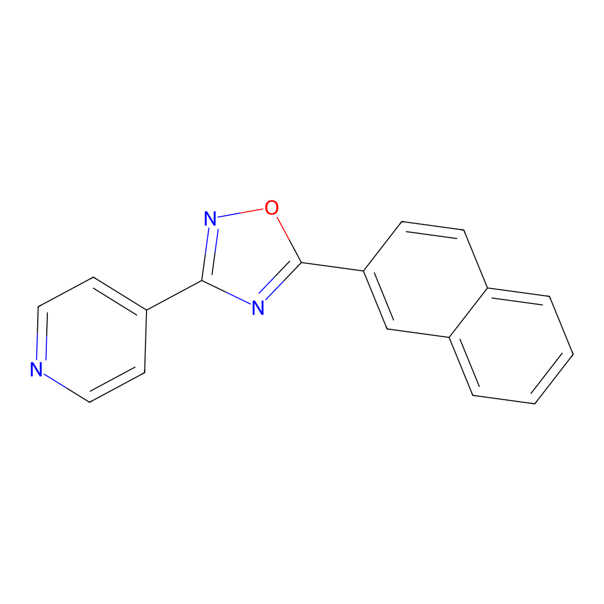 5-Naphthalen-2-yl-3-pyridin-4-yl-1,2,4-oxadiazole molecular structure, CAS 433702-30-8